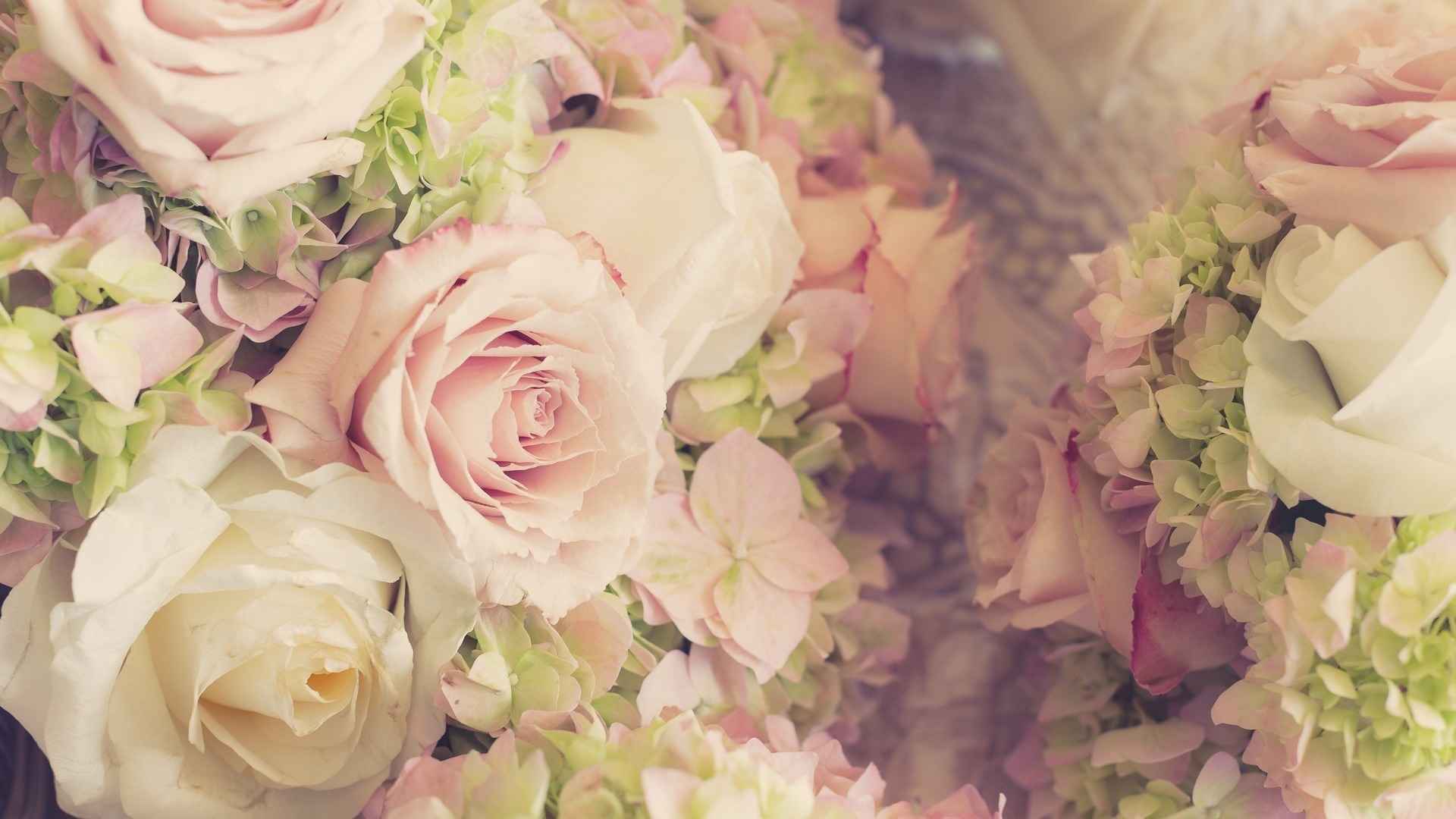 香槟玫瑰，婚礼，鲜花，美好浪漫桌面壁纸-