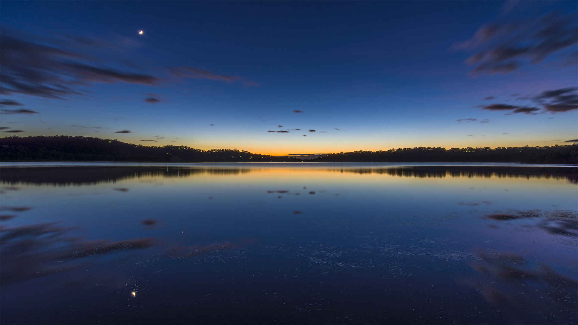 澳大利亚悉尼美丽的湖 黄昏 风景桌面壁纸-