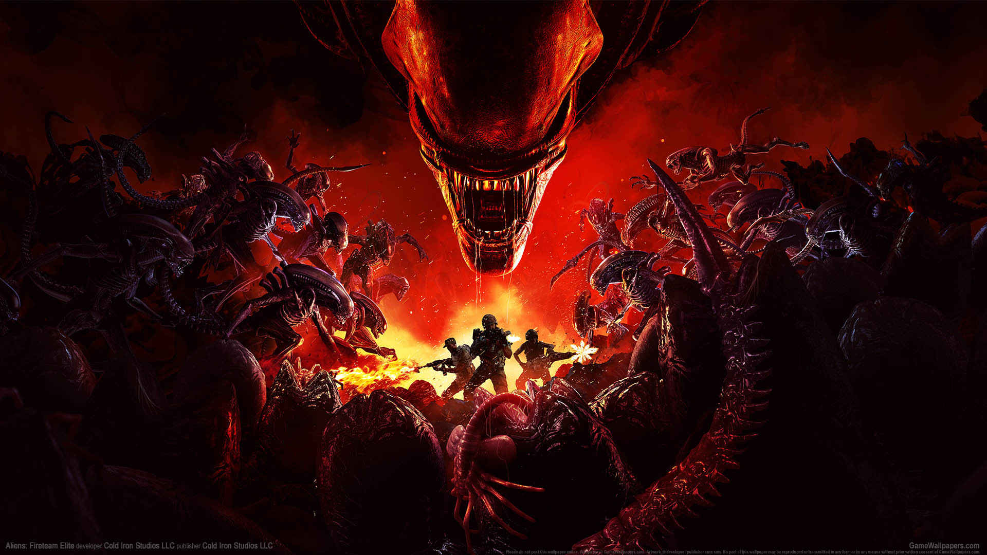 游戏《异形:火力小队》暗黑风格宣传壁纸图片