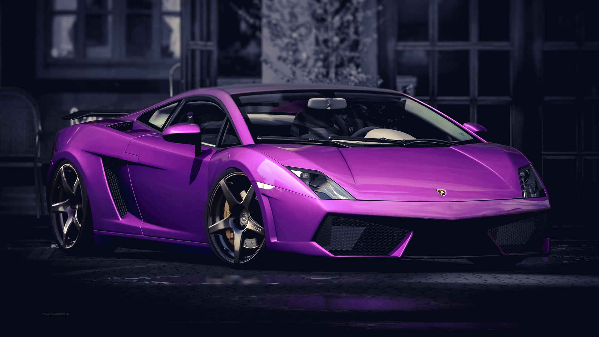 紫色兰博基尼汽车图片-