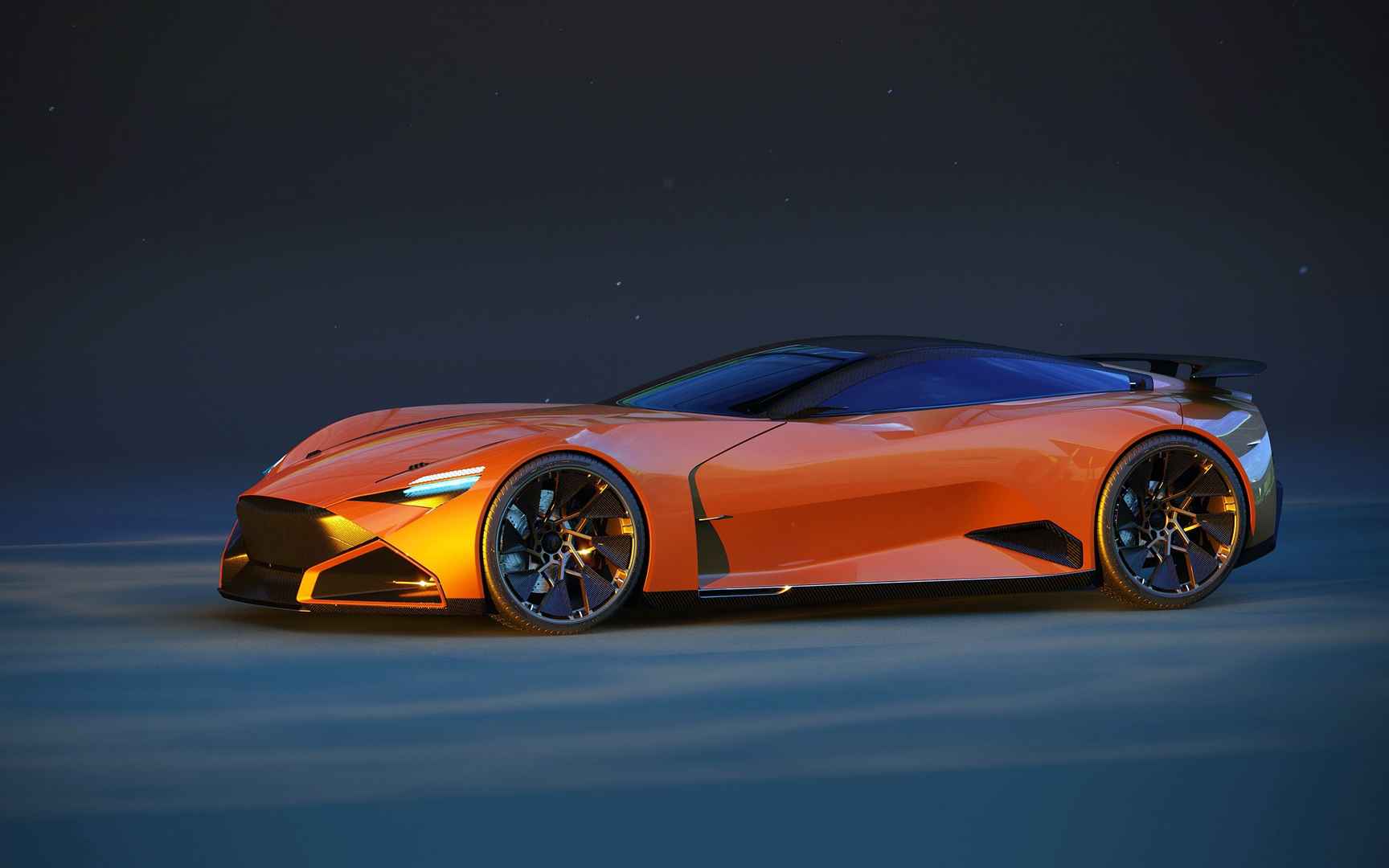 橙色帅气的流线型超跑概念车桌面壁纸