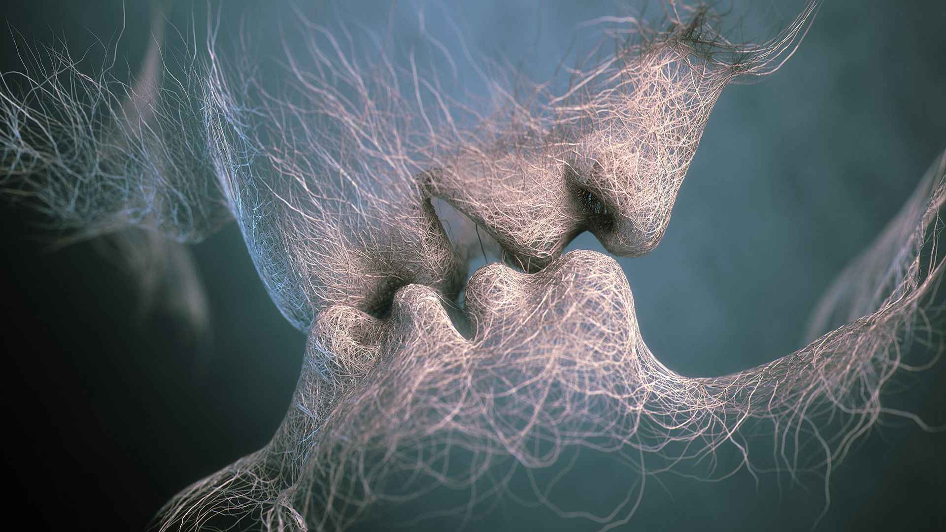 爱，亲吻，男女，艺术 情侣接吻艺术壁纸图片-
