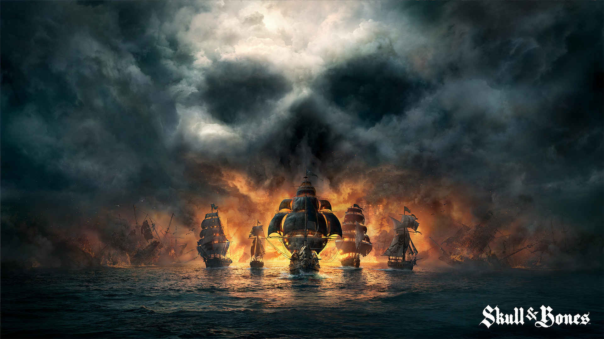 海盗来袭的霸气场景，骷髅头乌云霸气登场的高清壁纸-