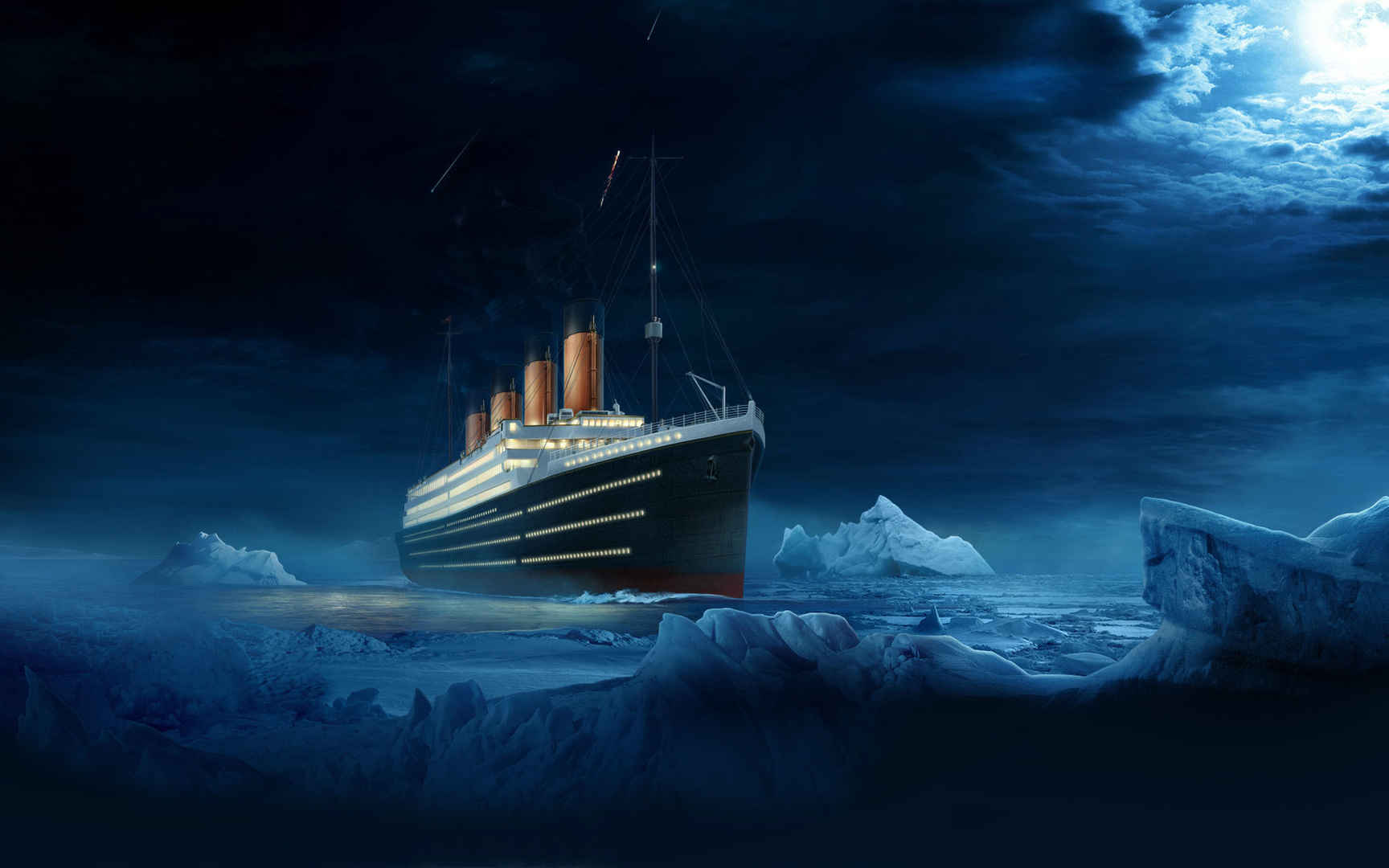 冰山海面游走的泰坦尼克号的影视经典场景电脑壁纸