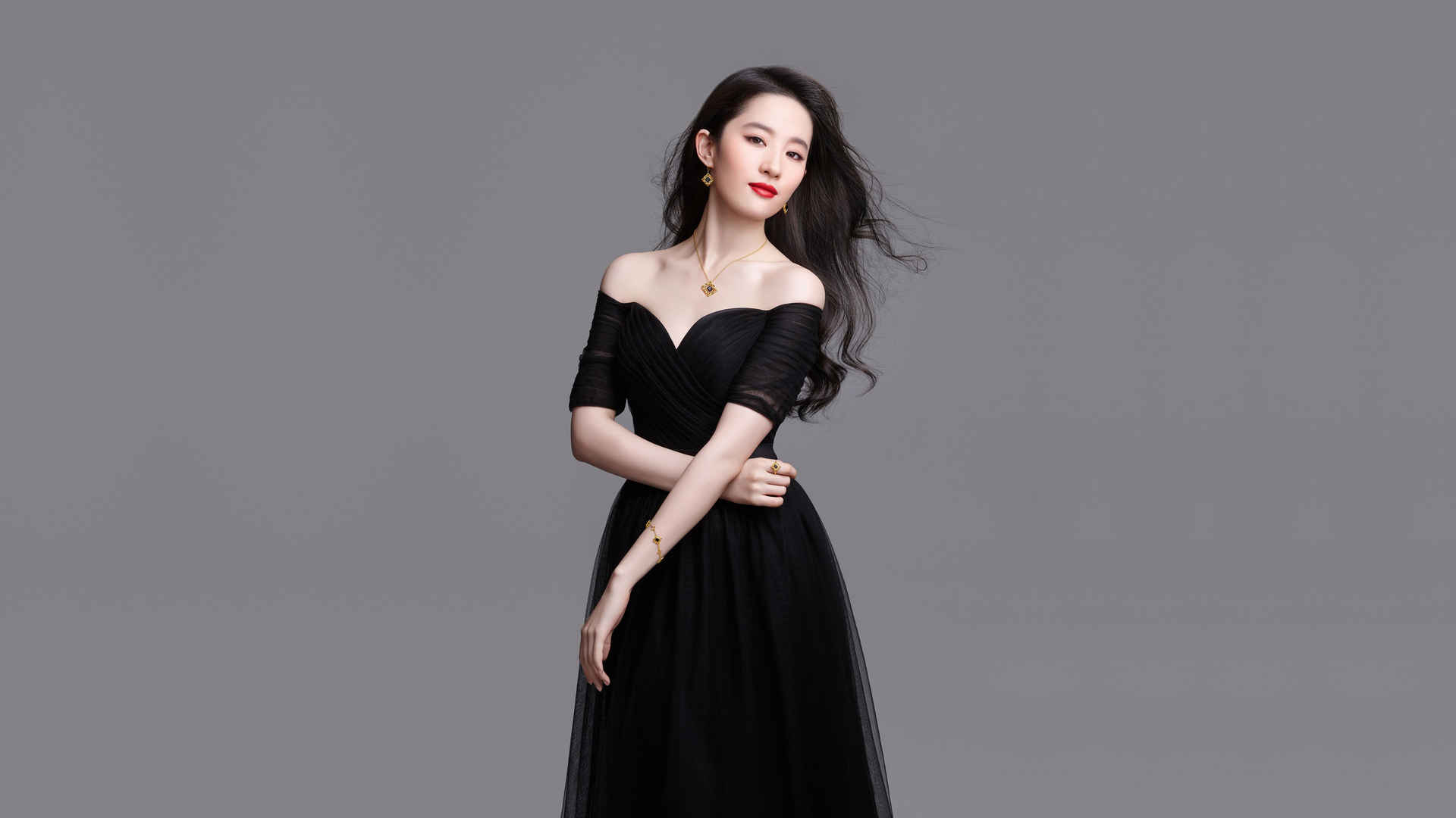 刘亦菲黑色裙子4K壁纸-