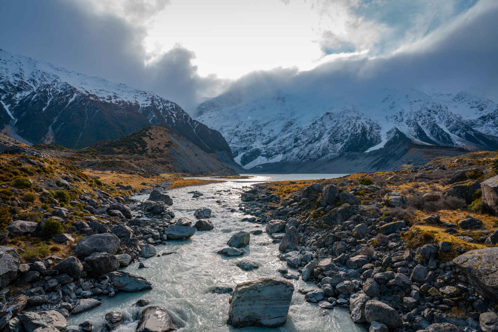 新西兰河雪山自然界8K壁纸-