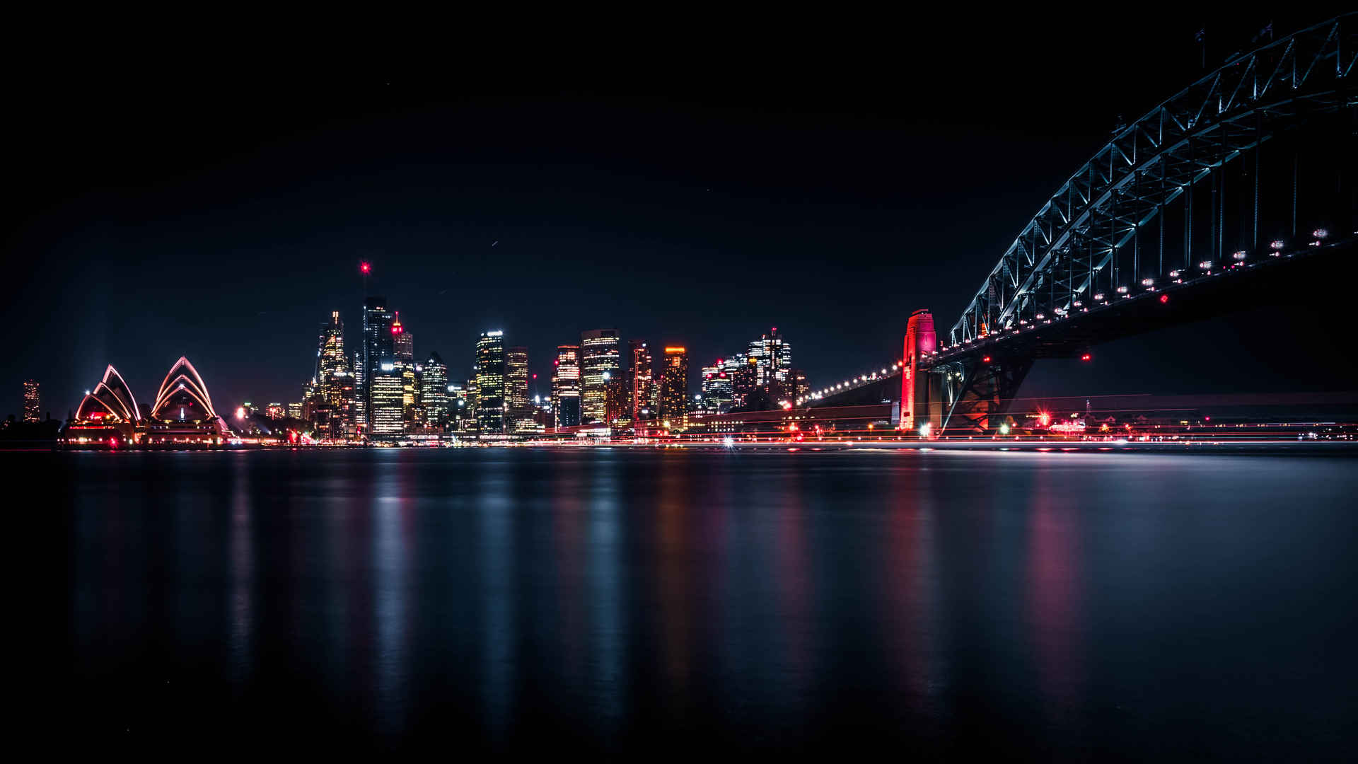 悉尼海港大桥夜景和悉尼天际线4K壁纸