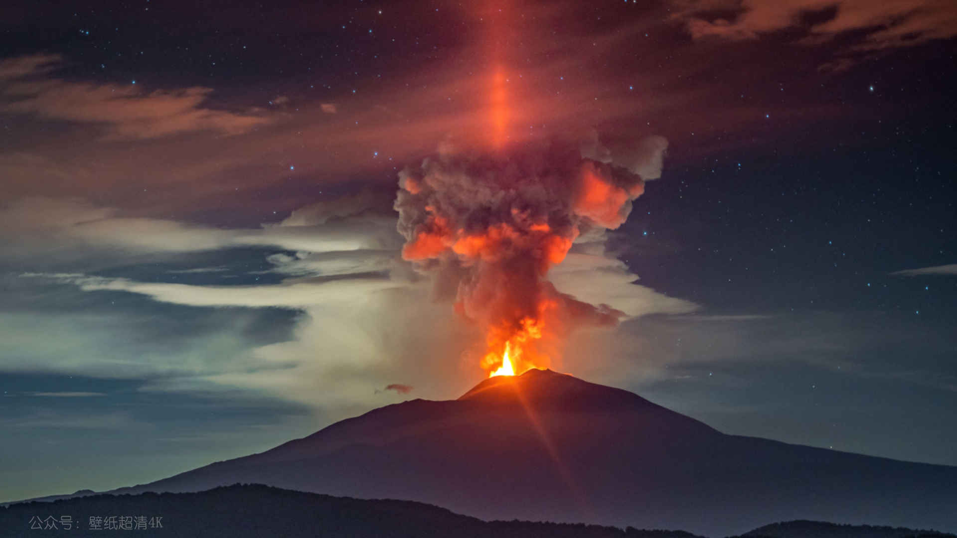 火山爆发远观壁纸-