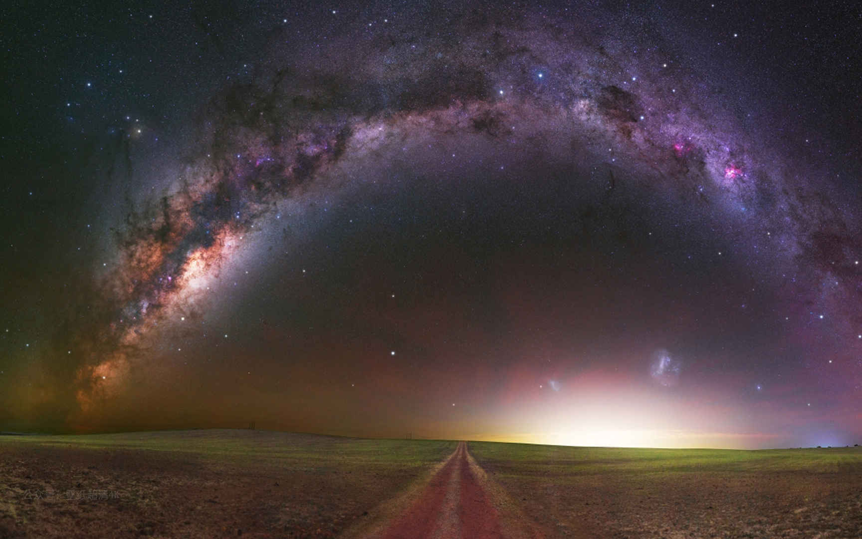 繁星璀璨的夜晚星空路风景电脑壁纸图片