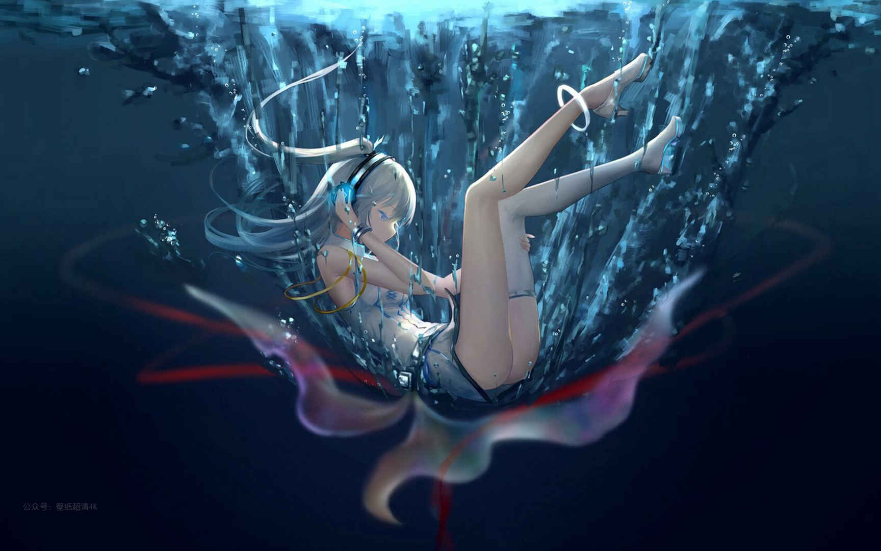 在水中超美的动漫少女电脑壁纸