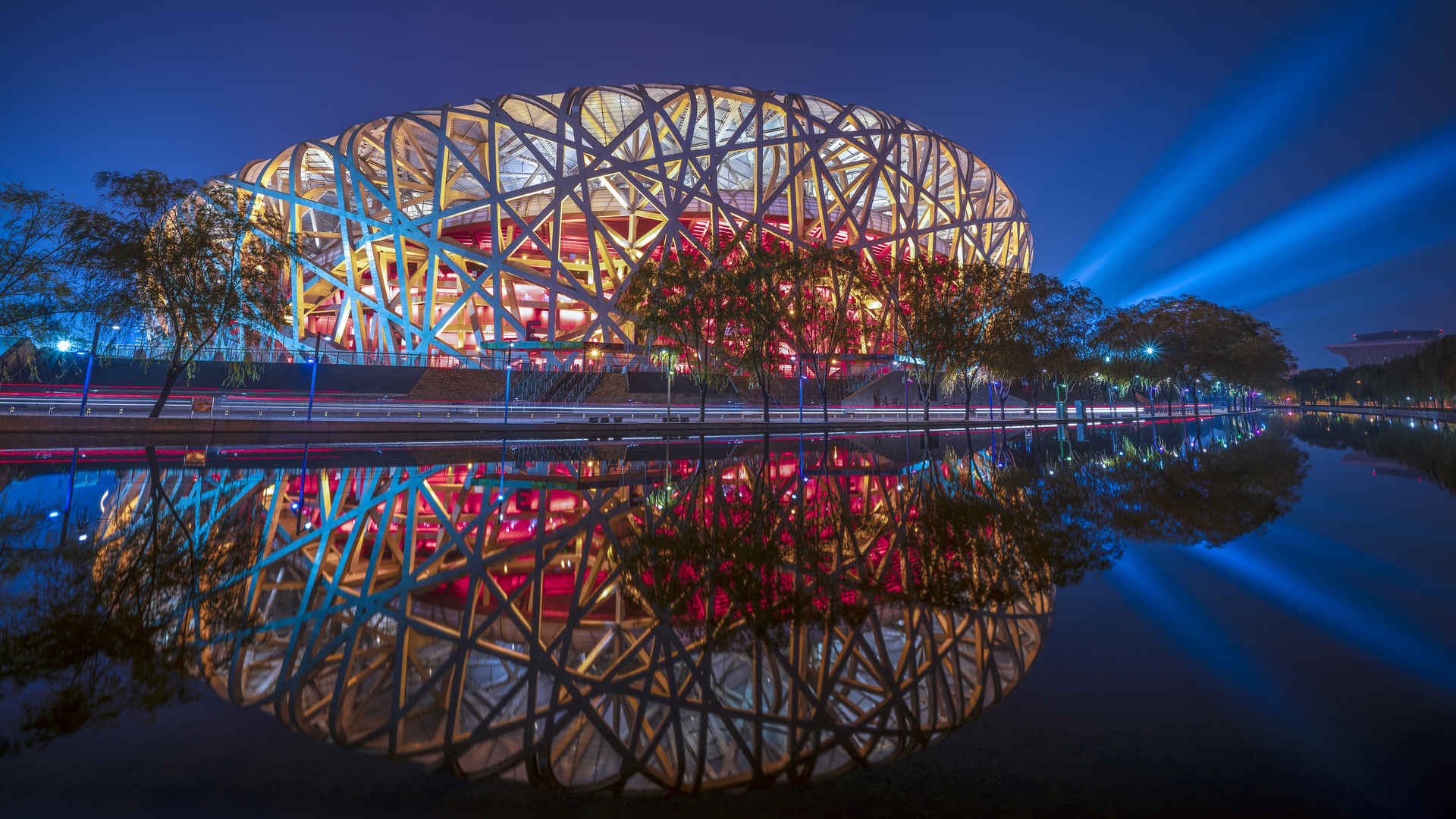 北京鸟巢建筑夜景壁纸-