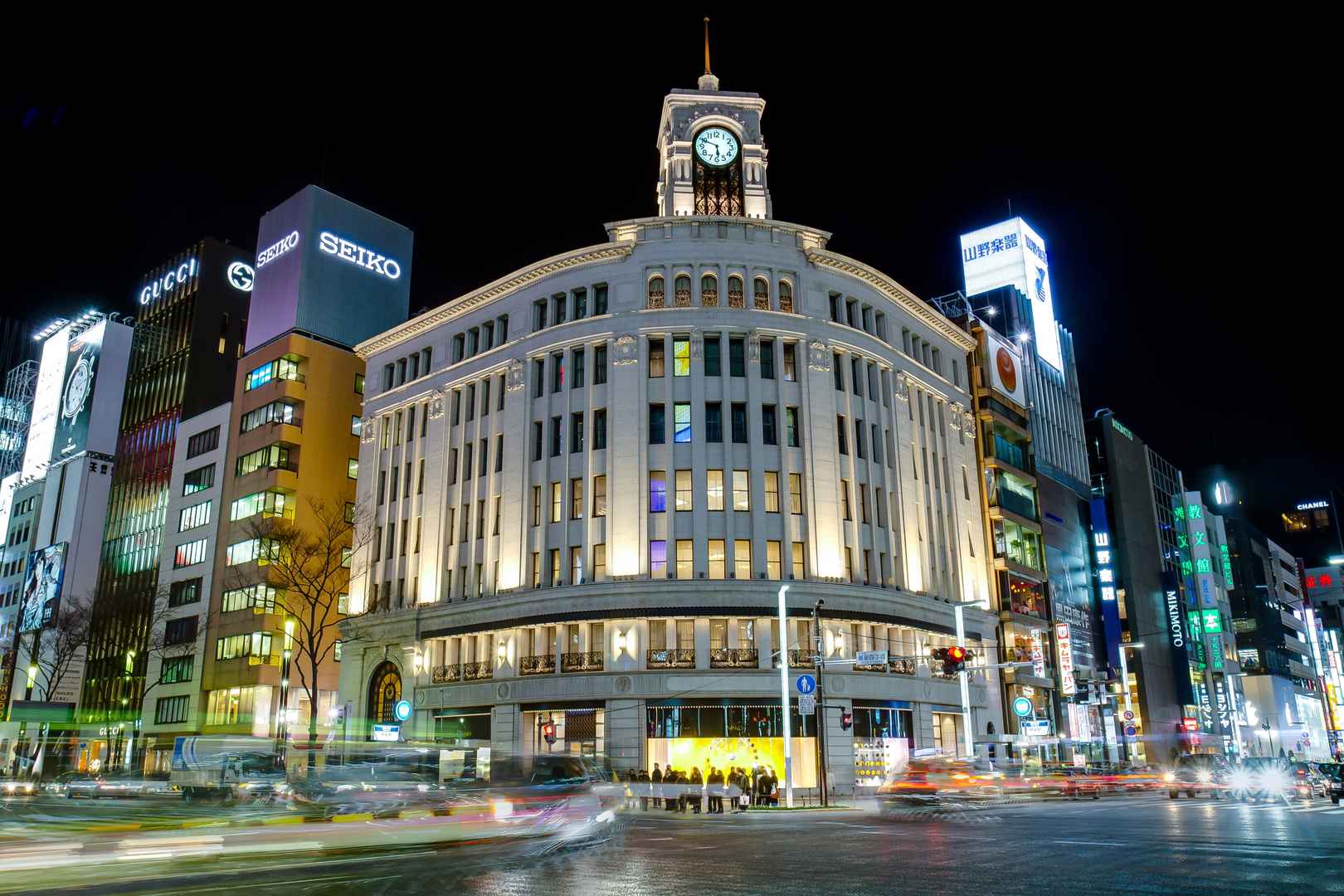 日本东京现代建筑夜景壁纸-