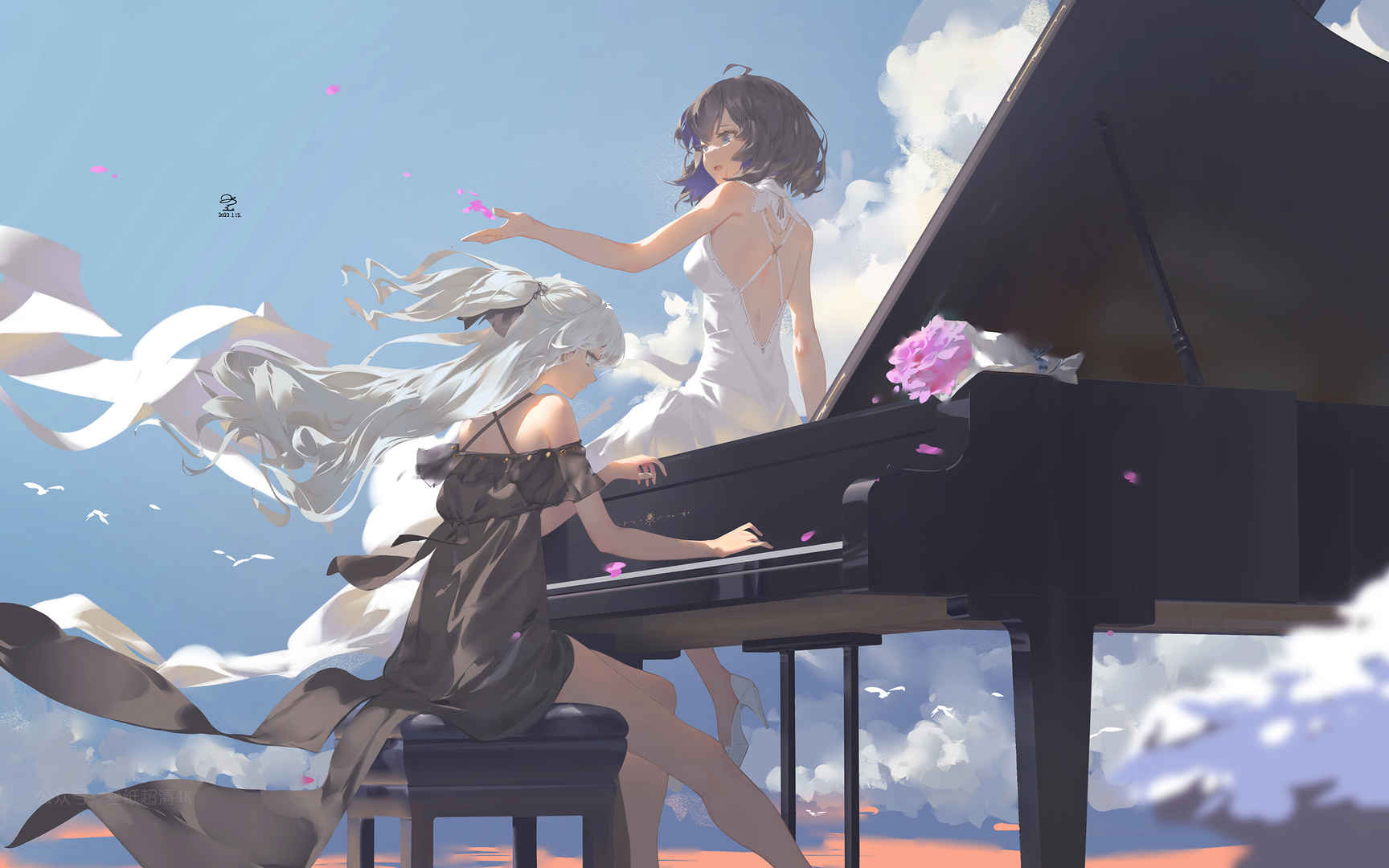 日本动漫弹钢琴的女孩电脑壁纸图片