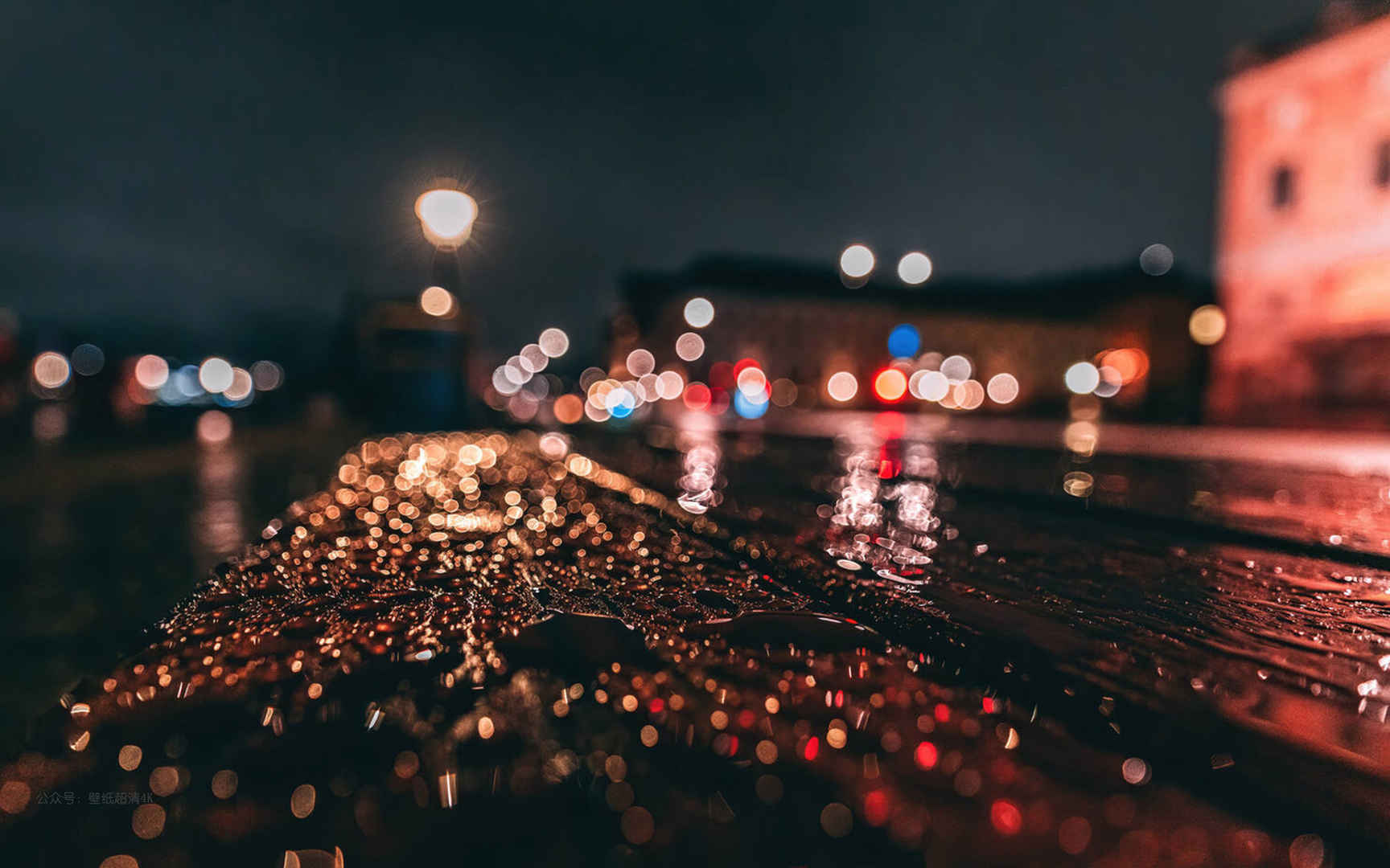 夜晚城市雨后道路高清电脑壁纸