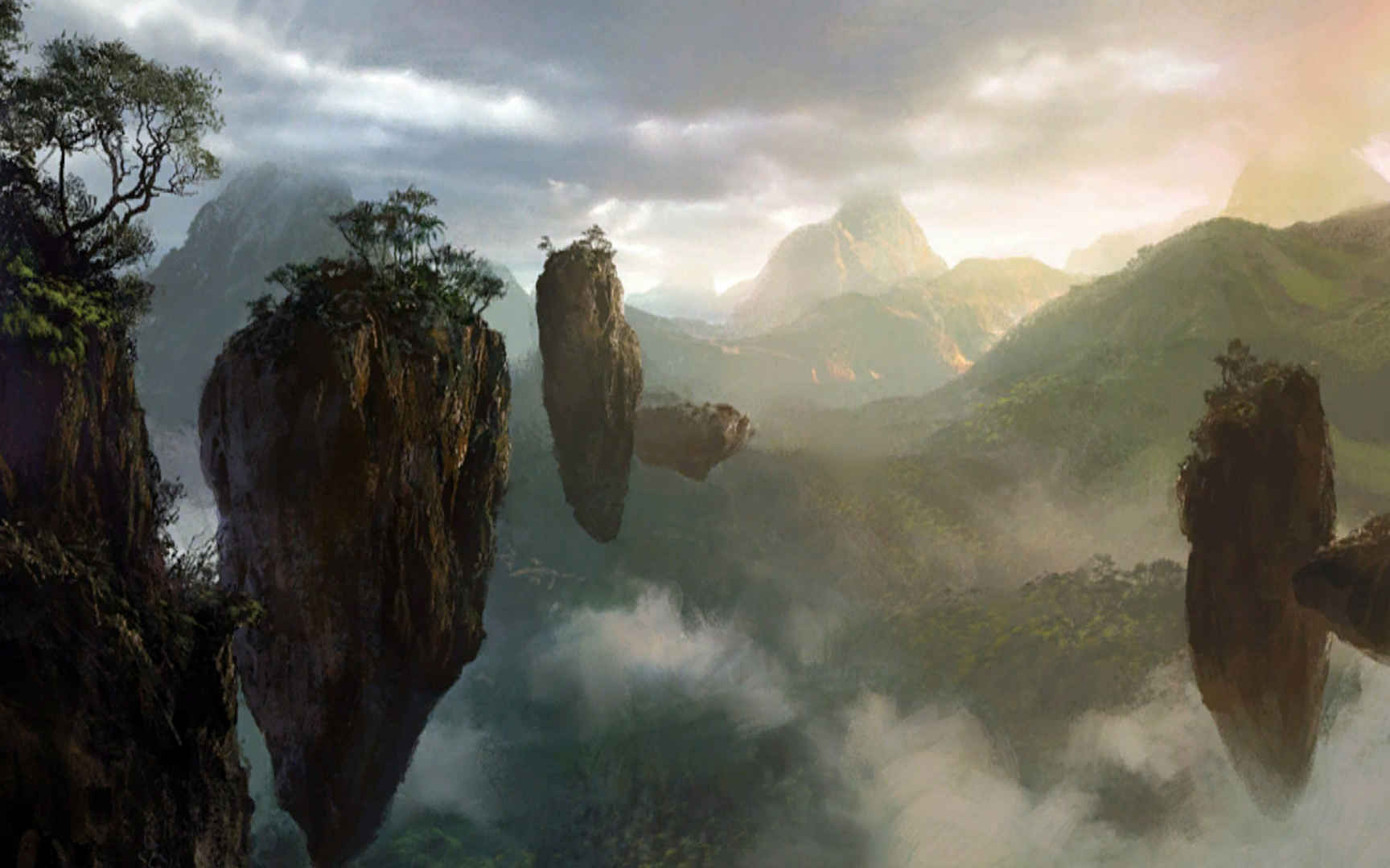 激战2电脑游戏奇幻风景悬浮山壁纸图片
