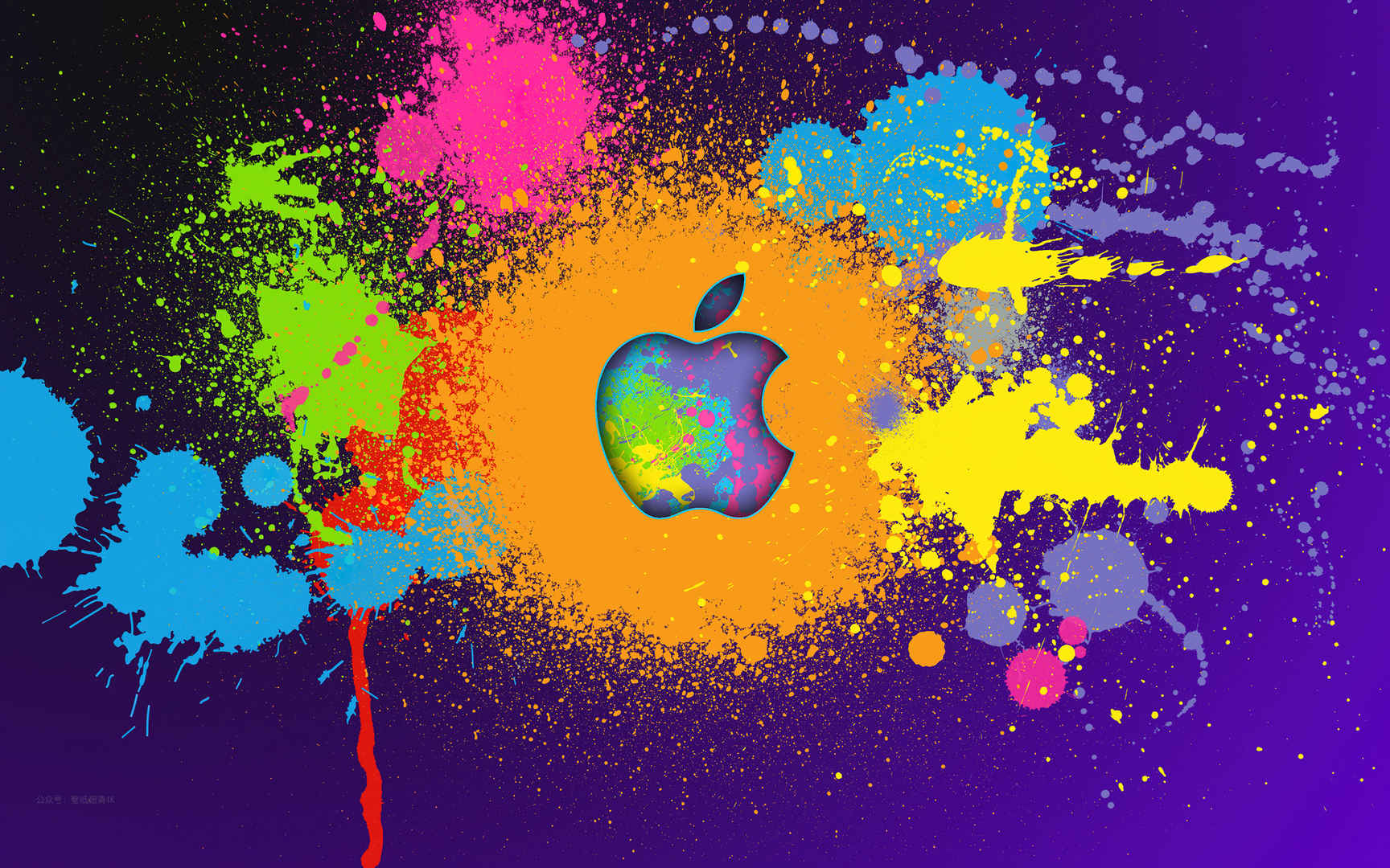 Apple logo 彩色背景壁纸-