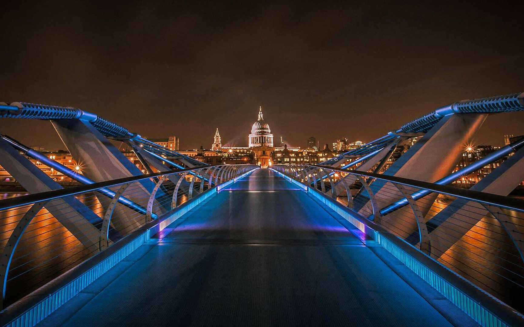 英国伦敦的千禧桥夜景电脑壁纸