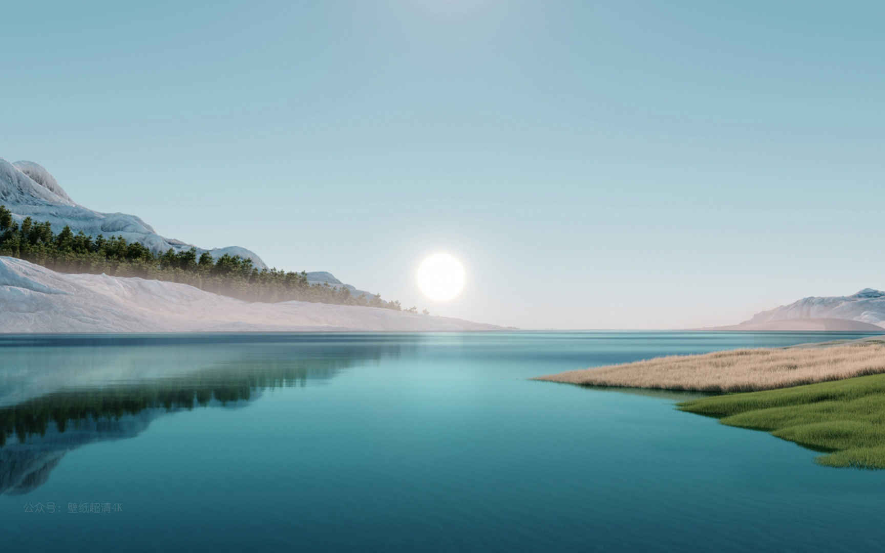 自然唯美的湖泊和太阳电脑壁纸