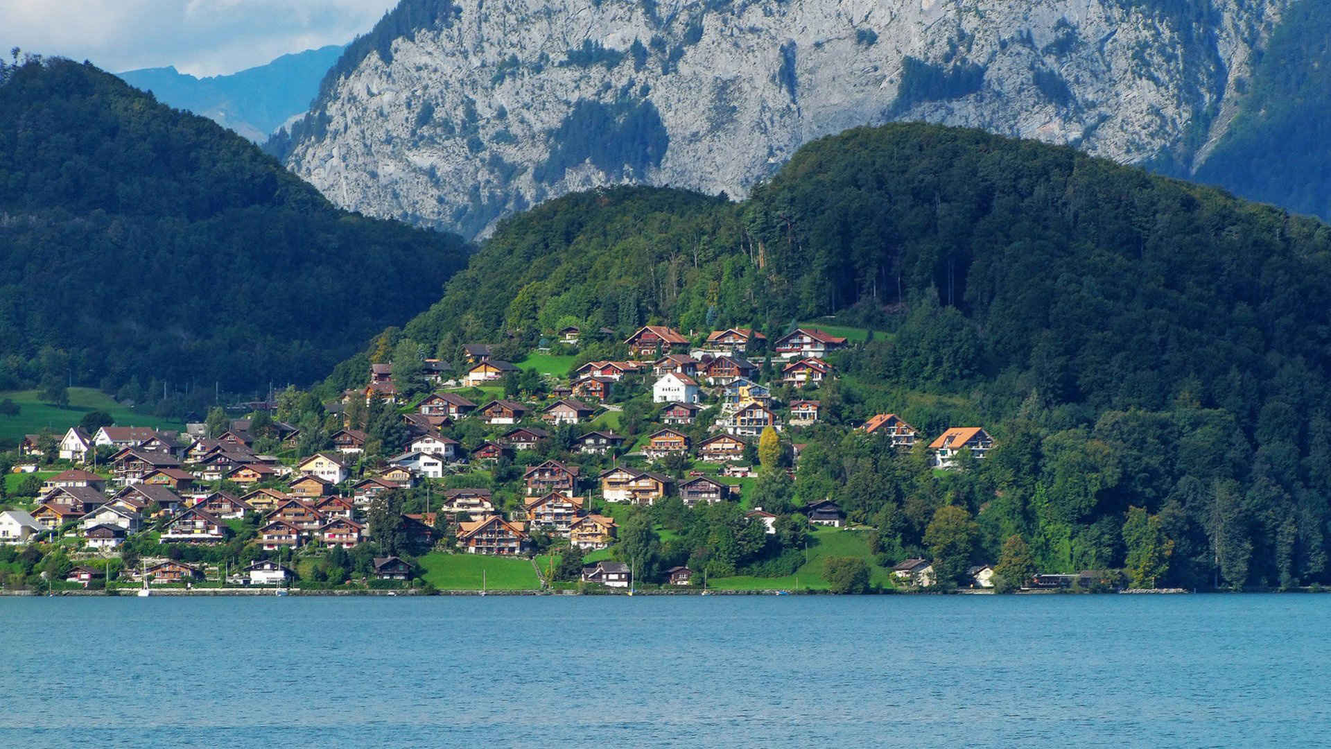 瑞士图恩湖自然风光-