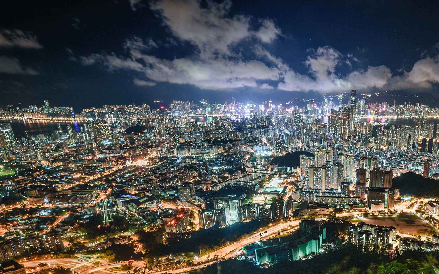 超美的城市晚霞，繁华的城市夜景高清电脑壁纸套图1