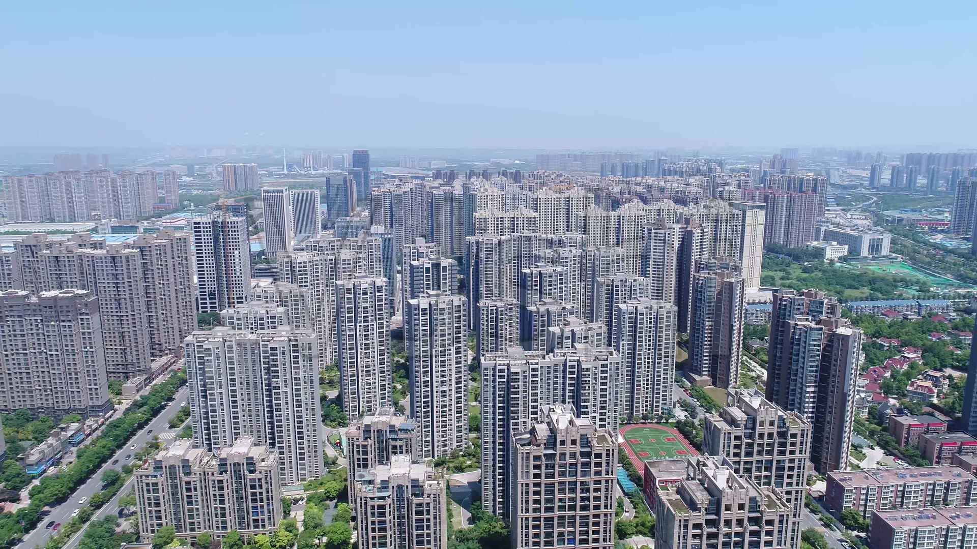 繁华的城市大厦群，唯美的一线城市上空高清电脑壁纸-