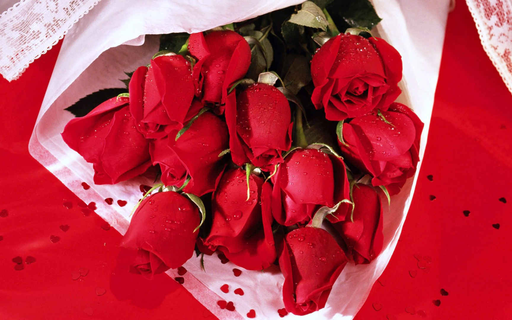 红色玫瑰花束高清桌面壁纸图片