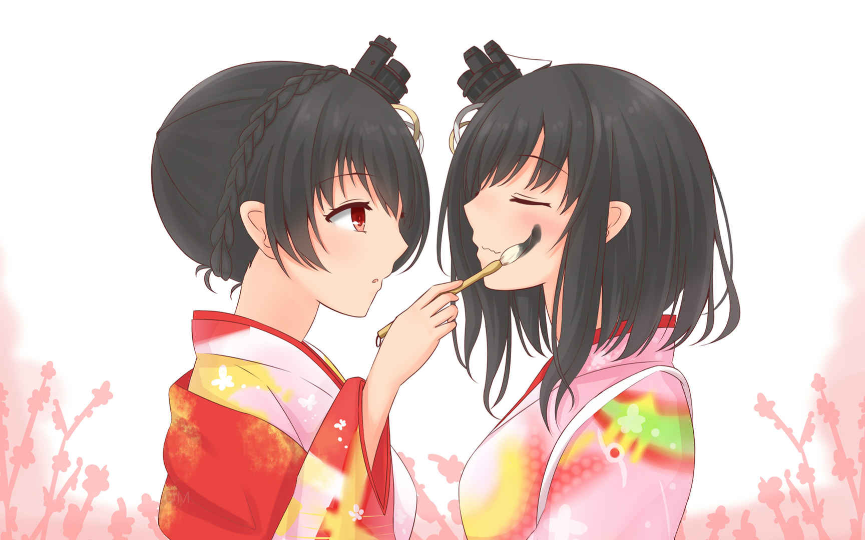 日本两个和服动漫女孩-