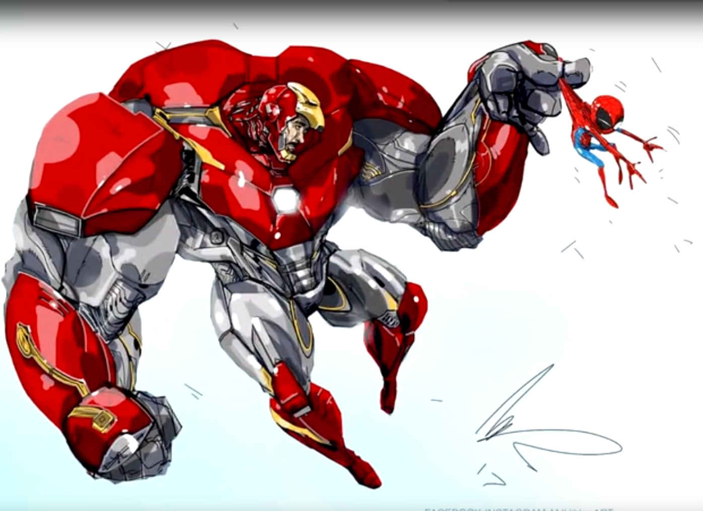 手绘，原画风格的漫威超级英雄钢铁侠，绿巨人等壁纸图片-