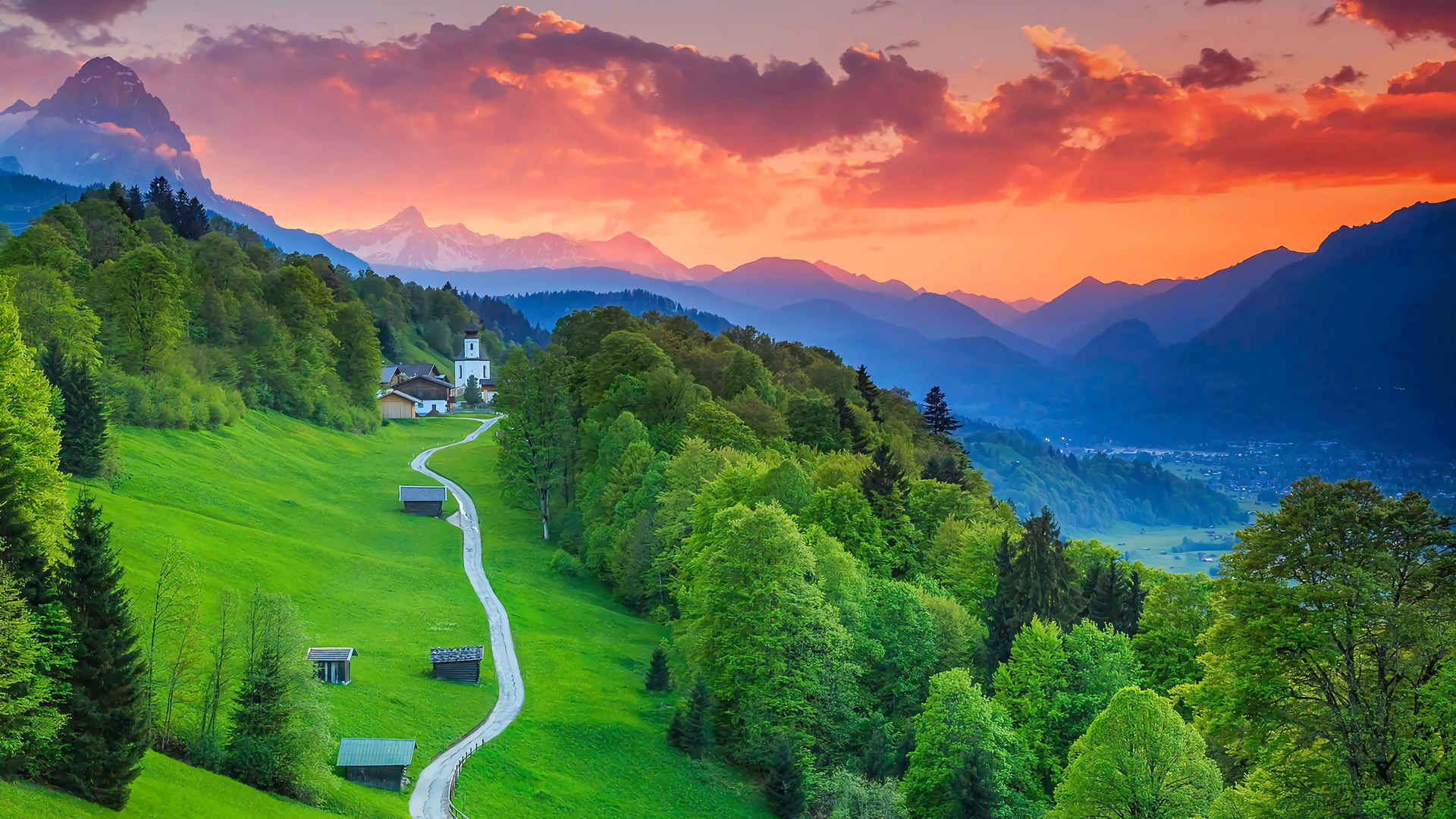 德国巴伐利亚加尔米施帕滕基兴绿色大自然风景壁纸