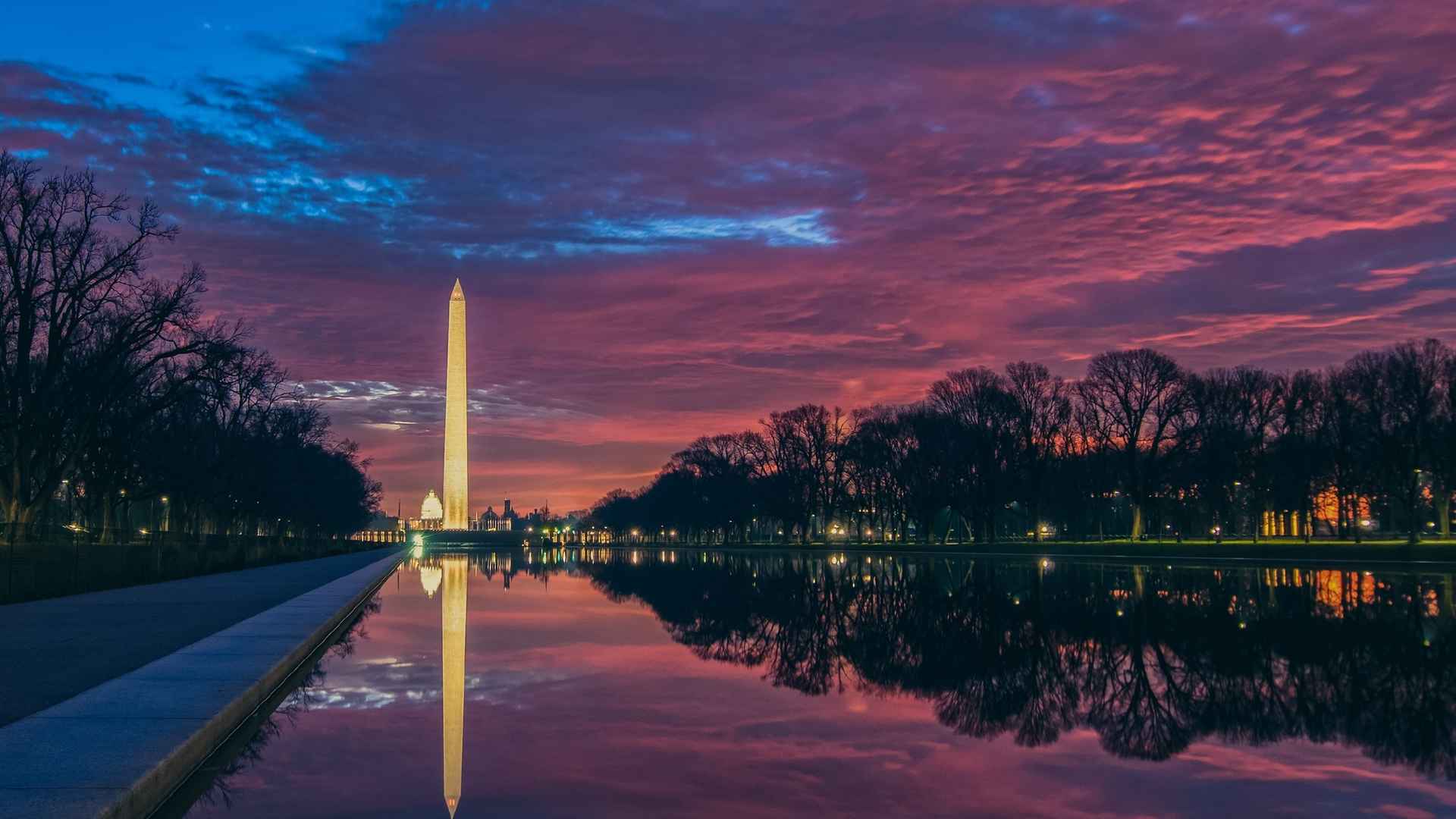 华盛顿林肯纪念碑暖色治愈唯美图片