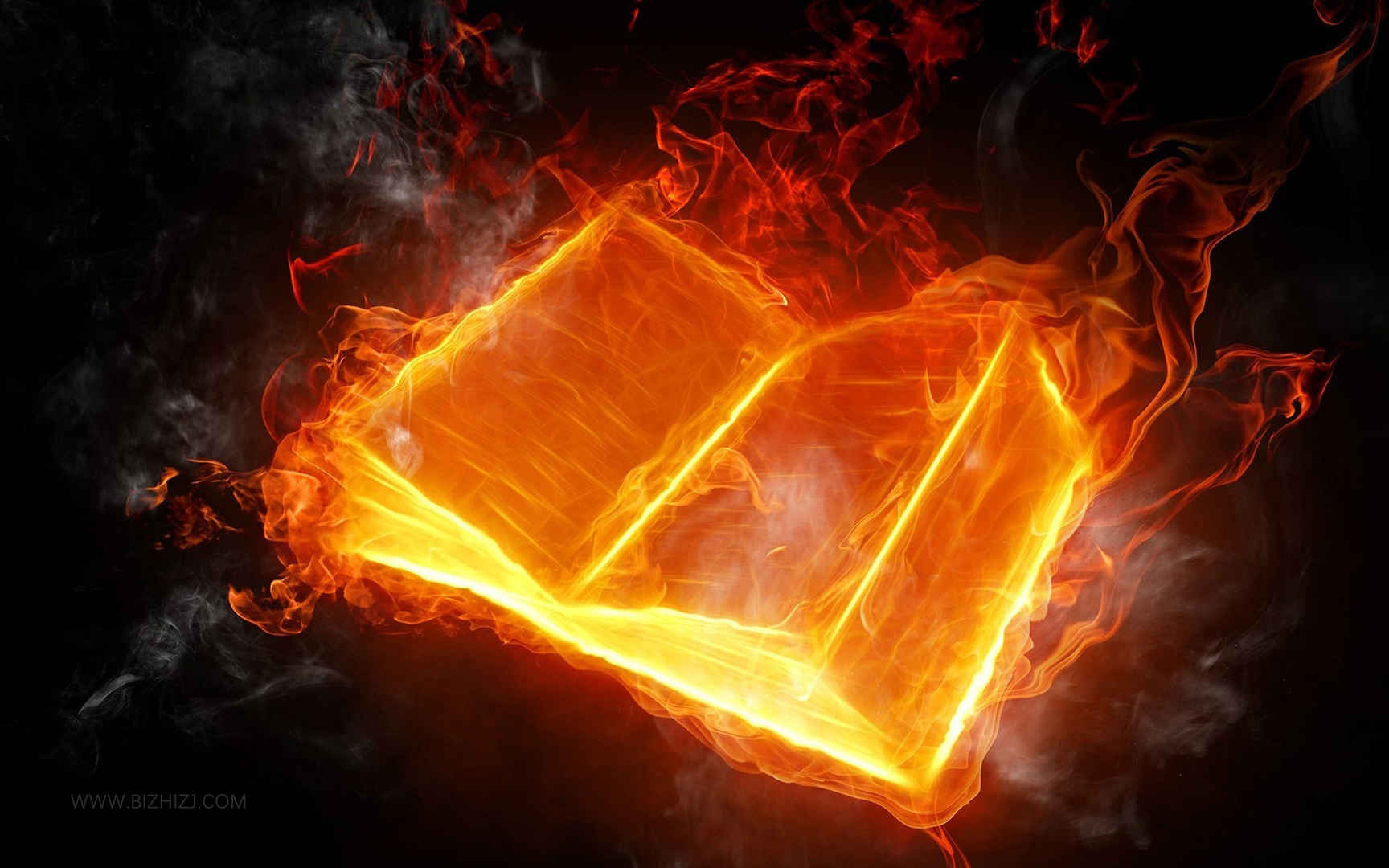 被火焰燃烧的书籍