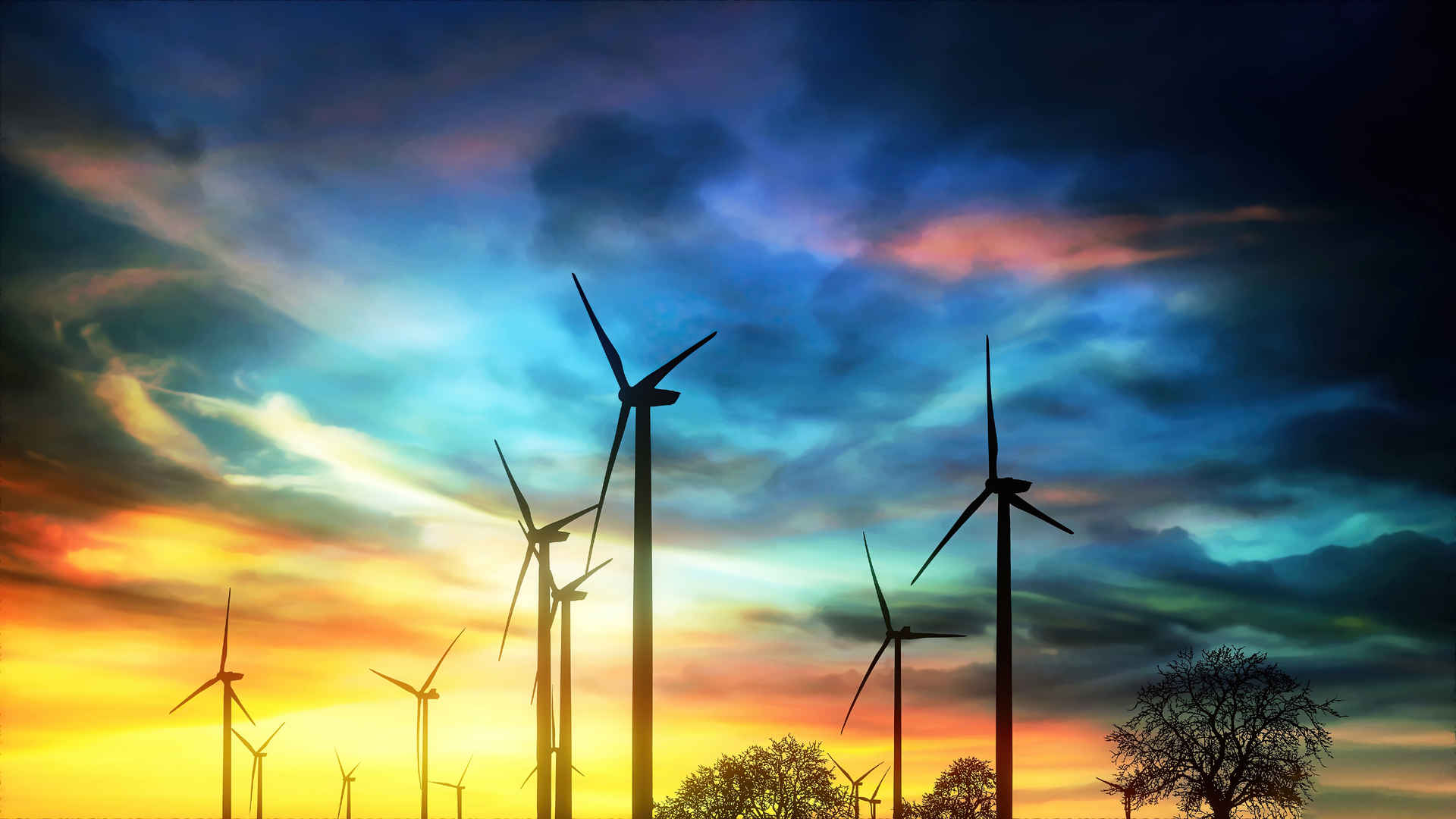 新能源风力发电机风景壁纸