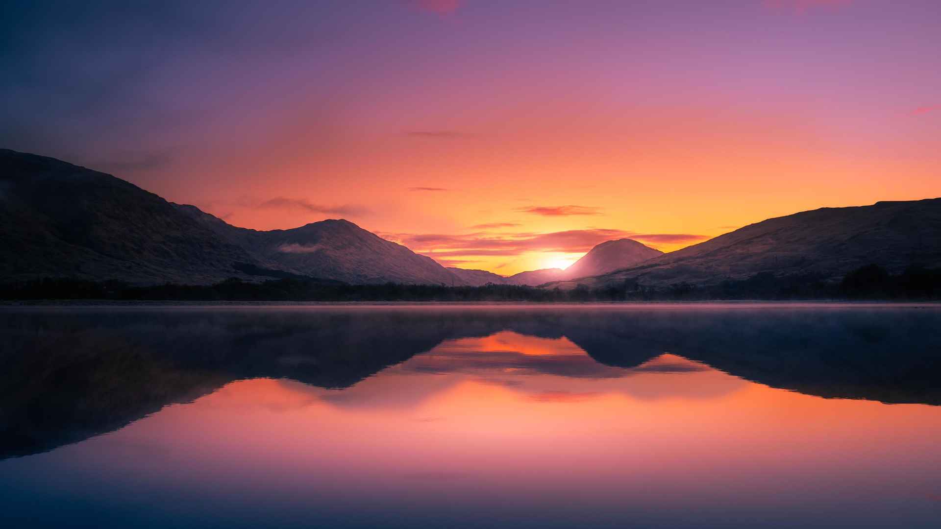 日落日出 湖面风景