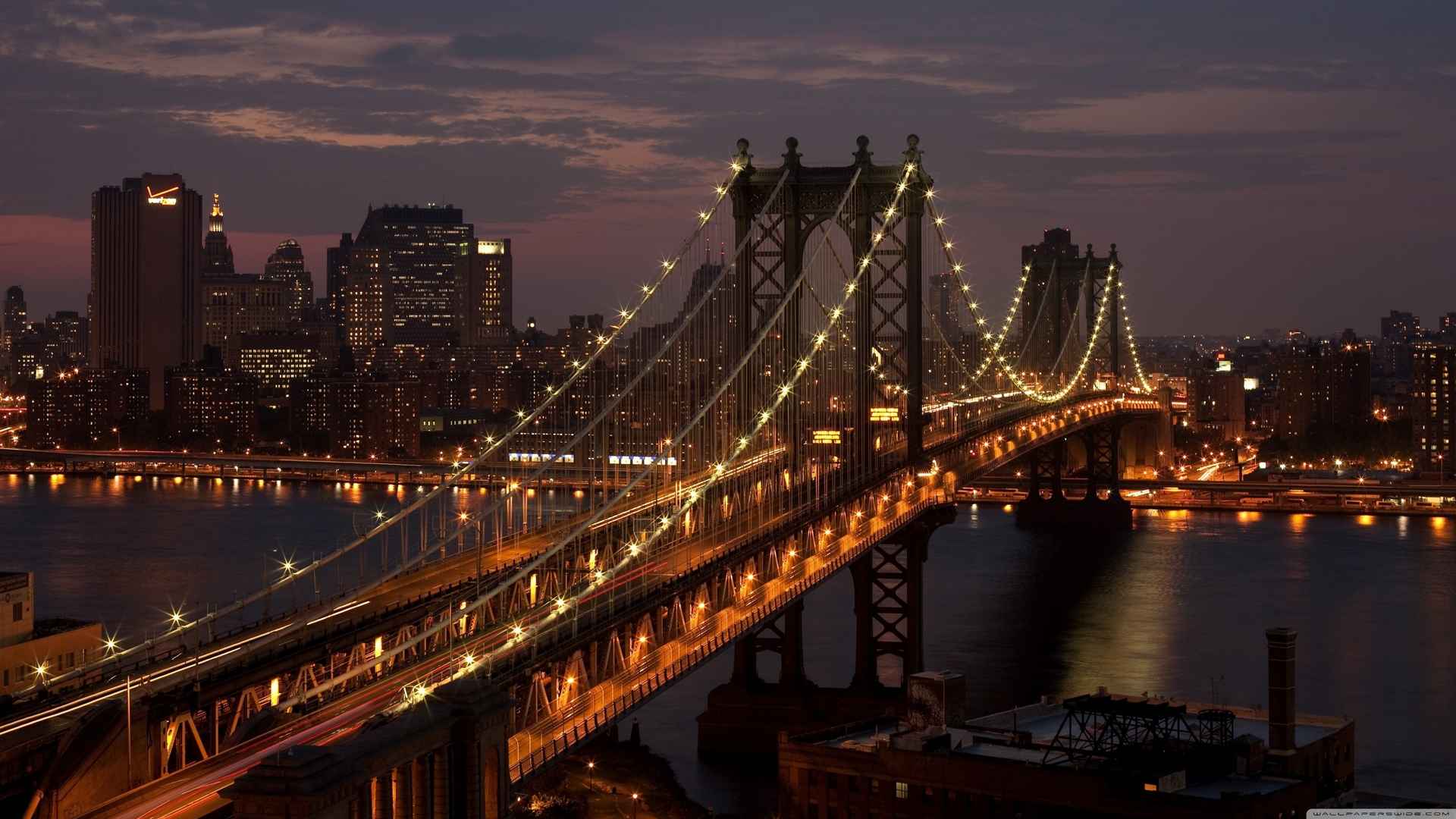 都市 夜景 大桥 钢铁 河流
