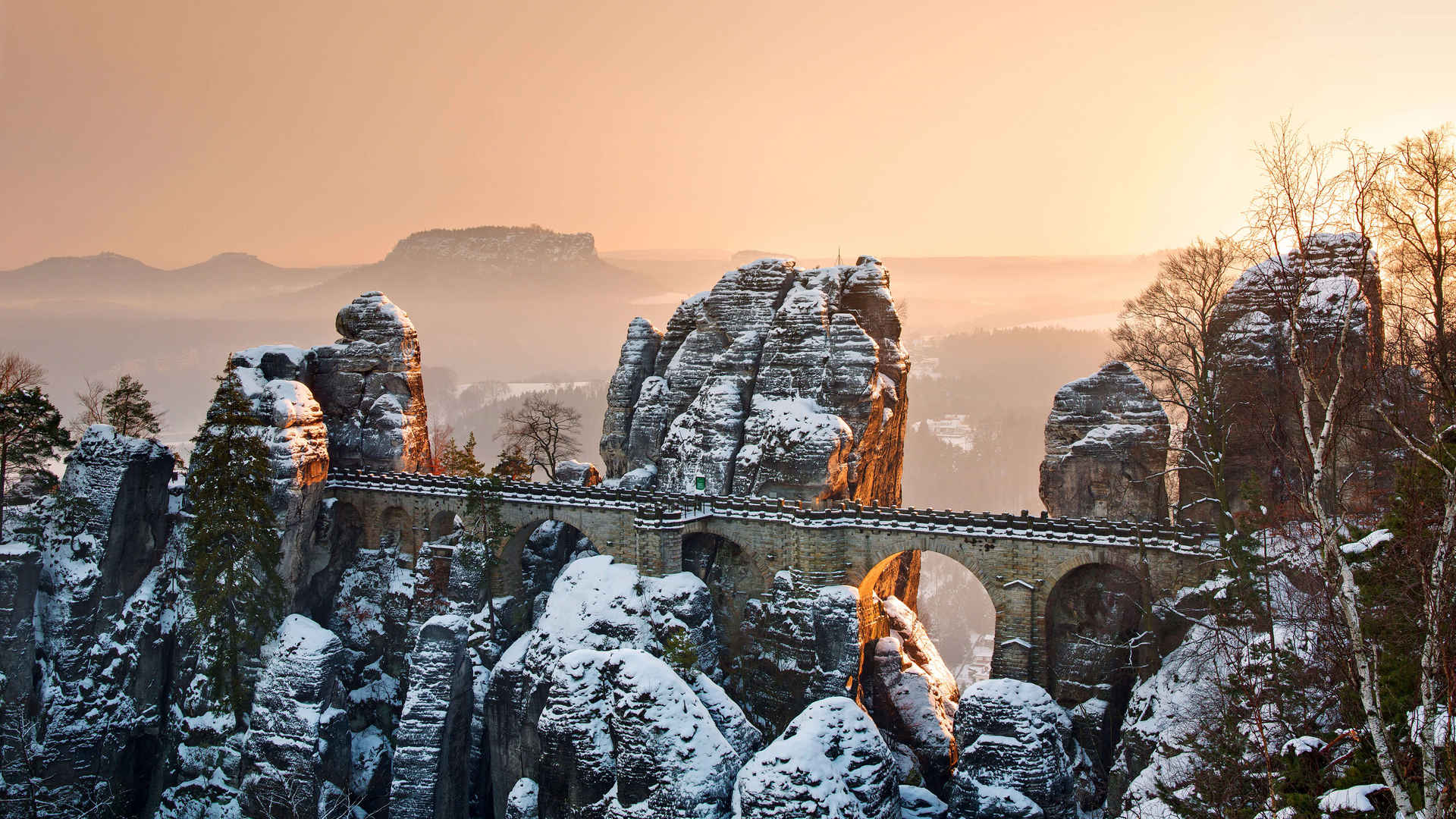 冬天德国罗曼棱堡桥雪景壁纸