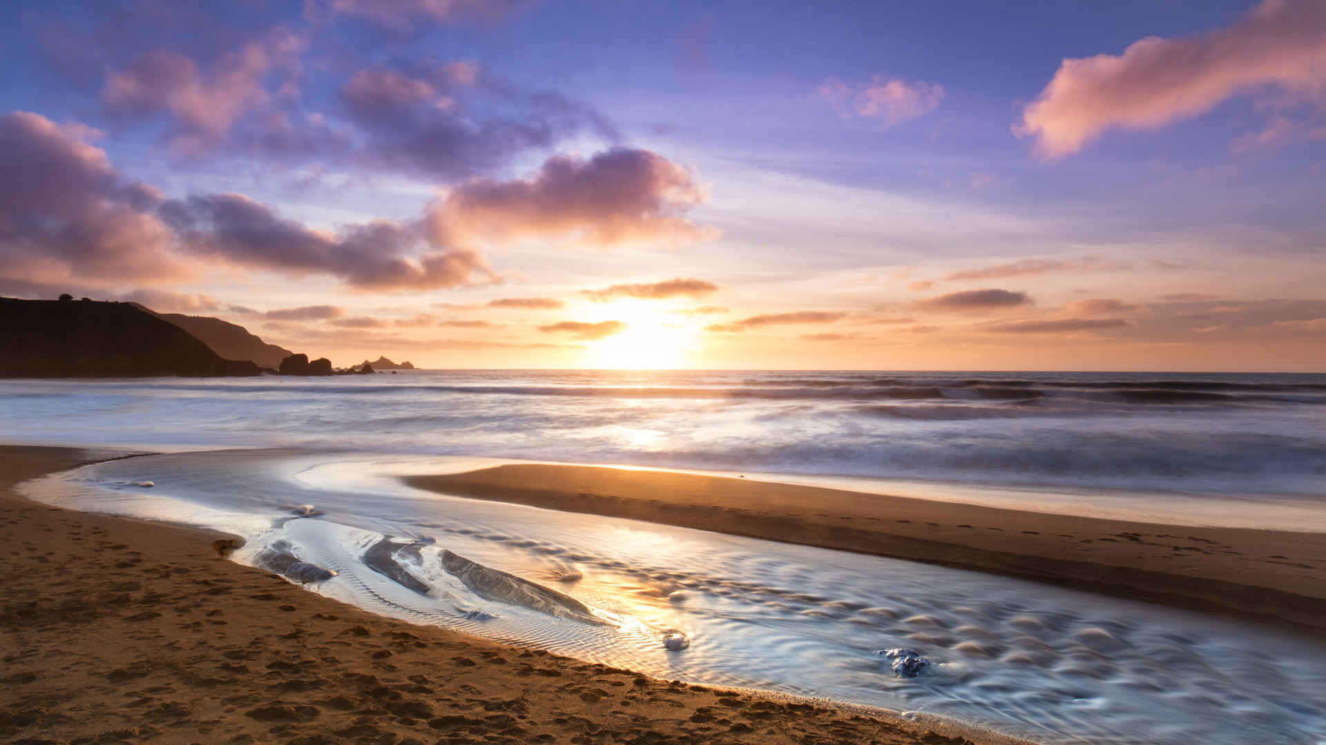 大海沙滩最美黄昏夕阳图片