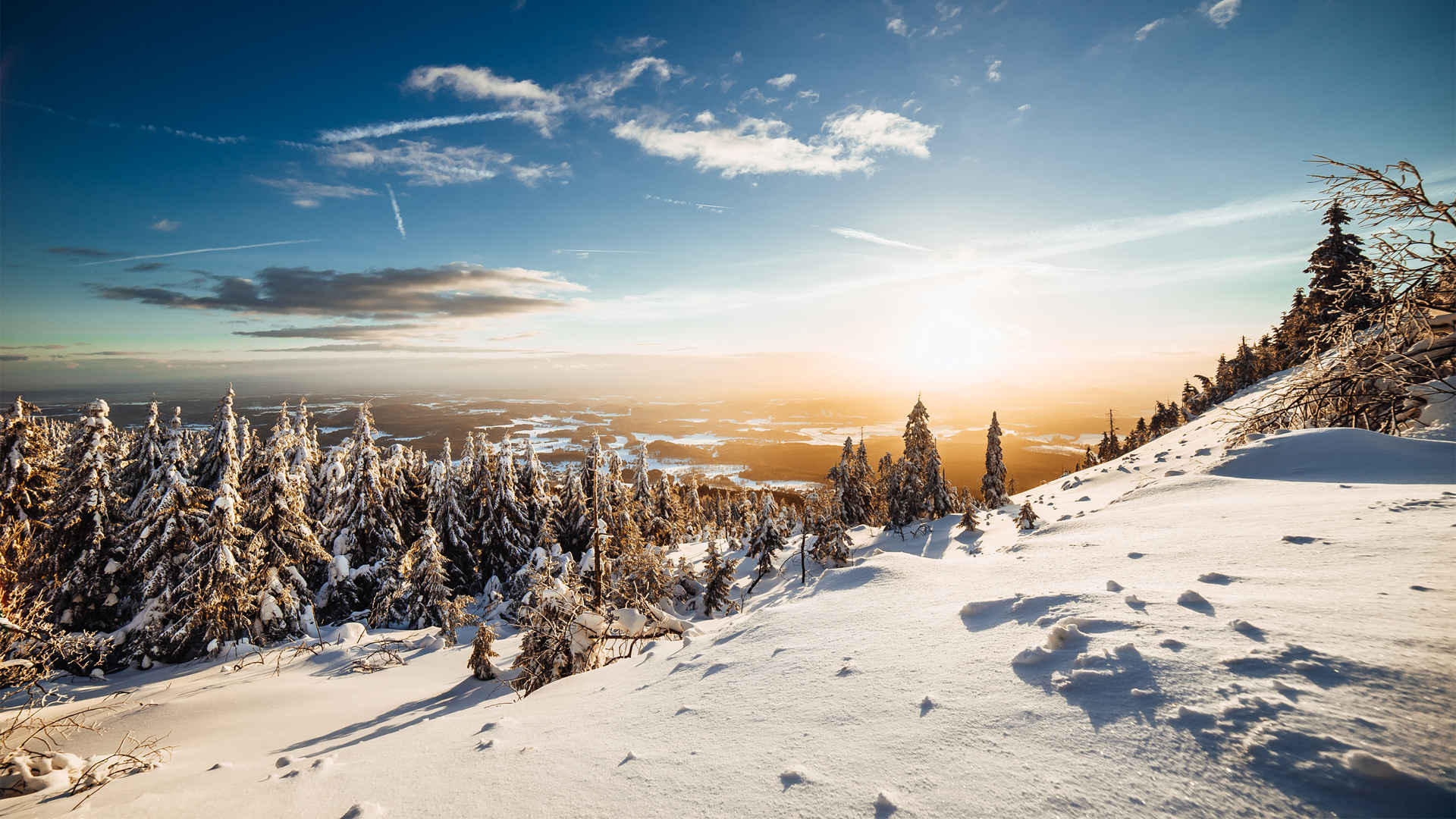 雪景阳光气质背景图片