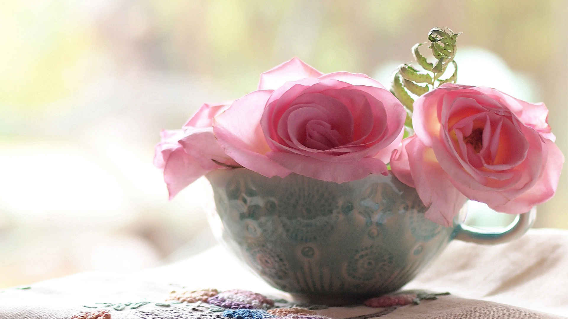 碗里的玫瑰花朵壁纸高清图片唯美-