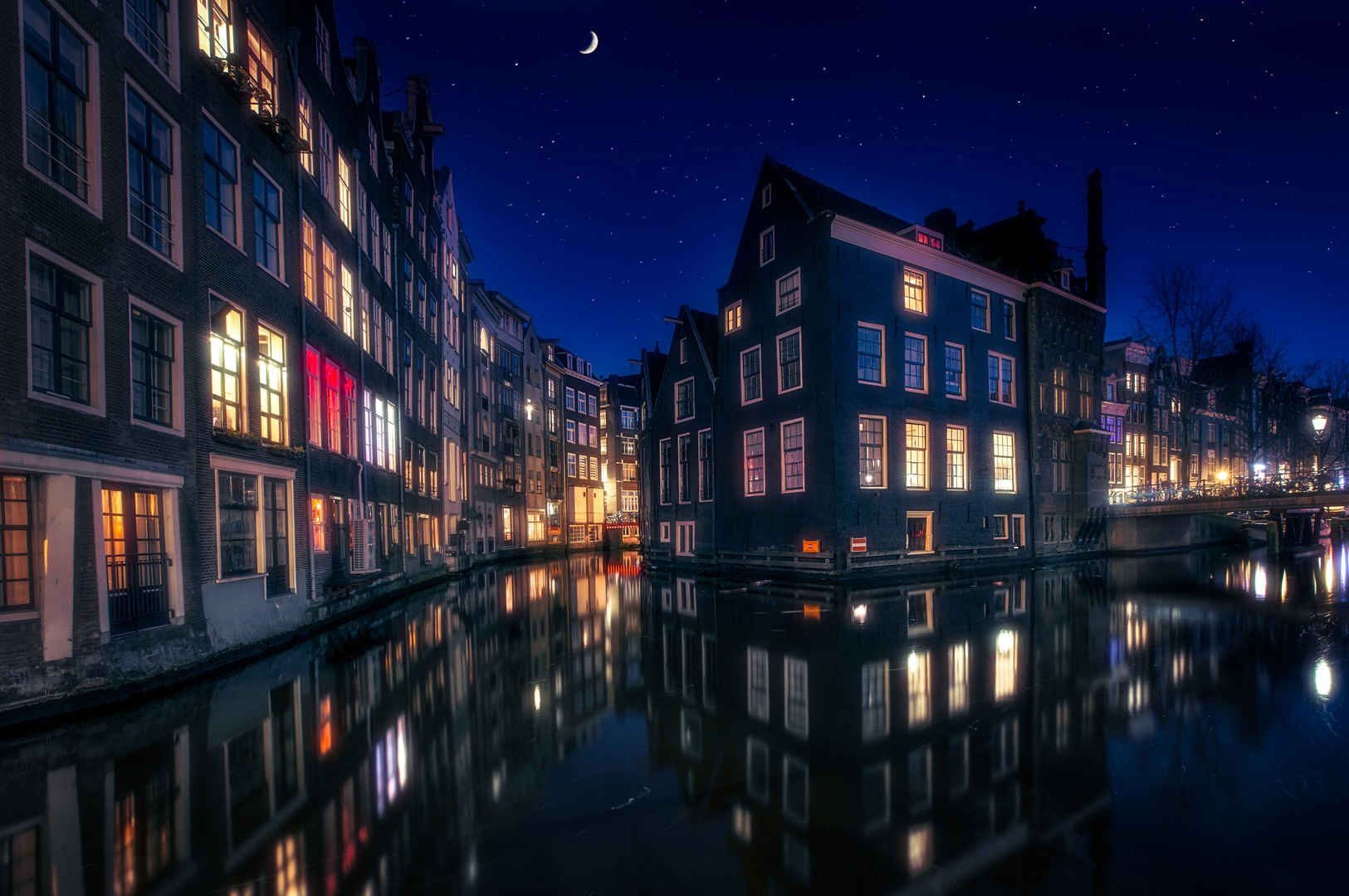 阿姆斯特丹运河荷兰建筑夜景