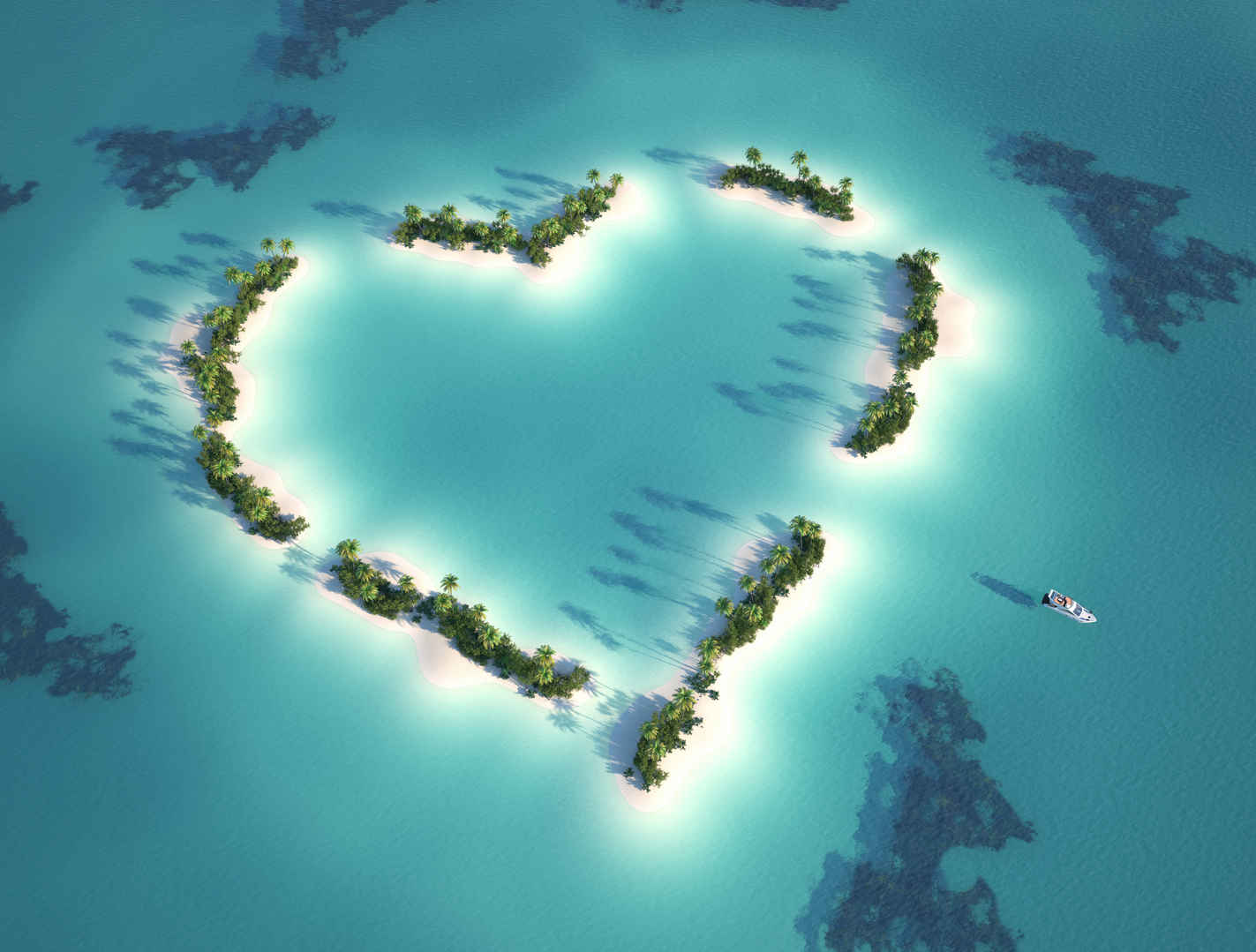 浪漫心形岛屿4K壁纸