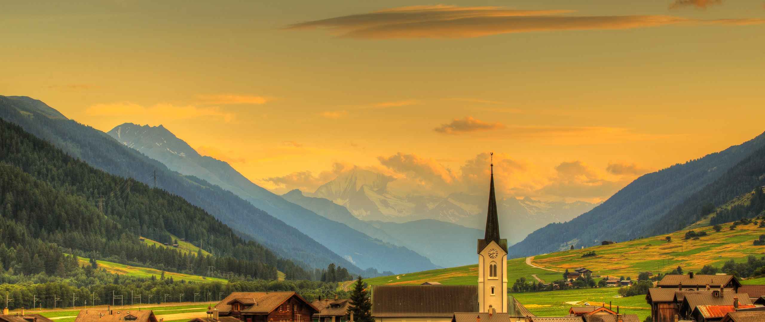 瑞士小镇风景5120x2160