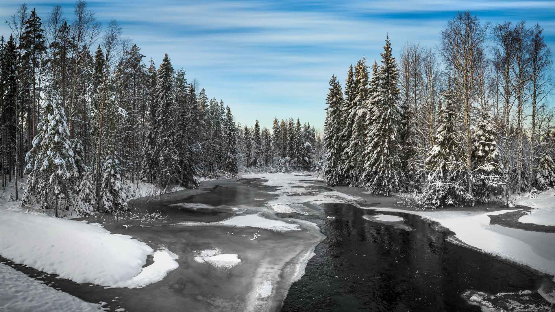冬天河流雪景壁纸3840x2160-