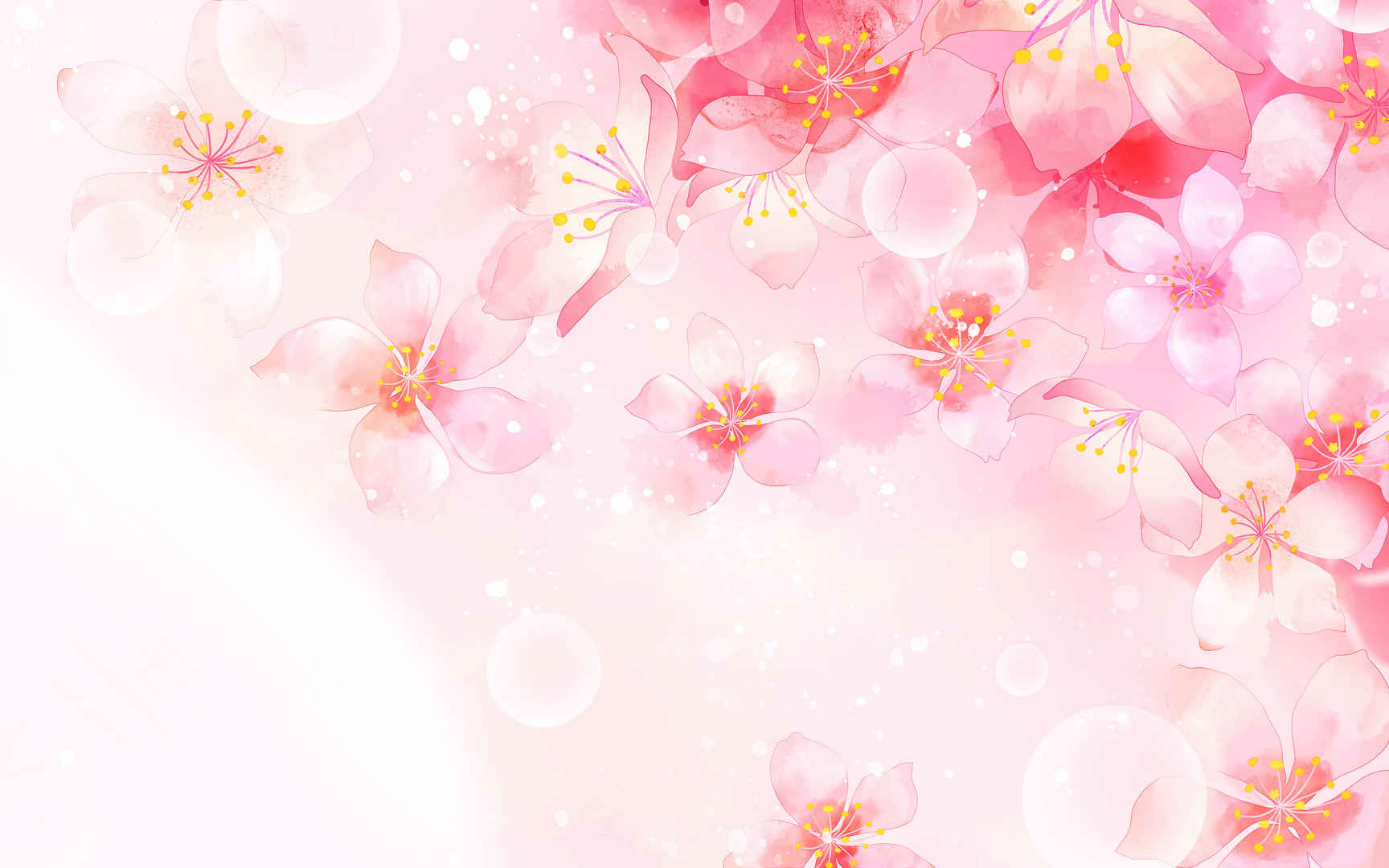 樱花花瓣唯美水彩背景壁纸-