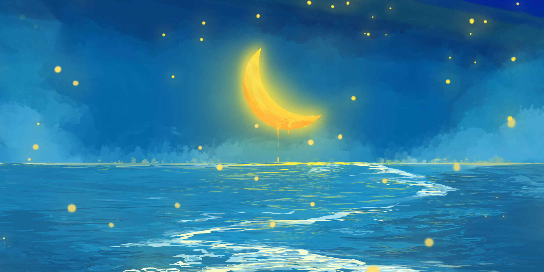 唯美梦幻大海月亮海景素材