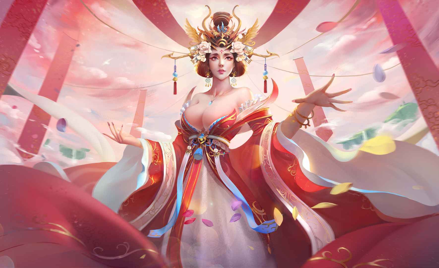 插画中国风古装3D古风仙女 王妃美女