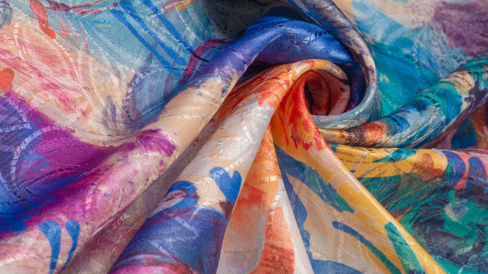 丝绸面料与彩绘艺术家质地背景图案壁纸-
