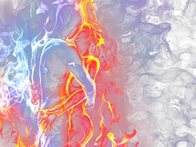 火和冰相融幻想图片