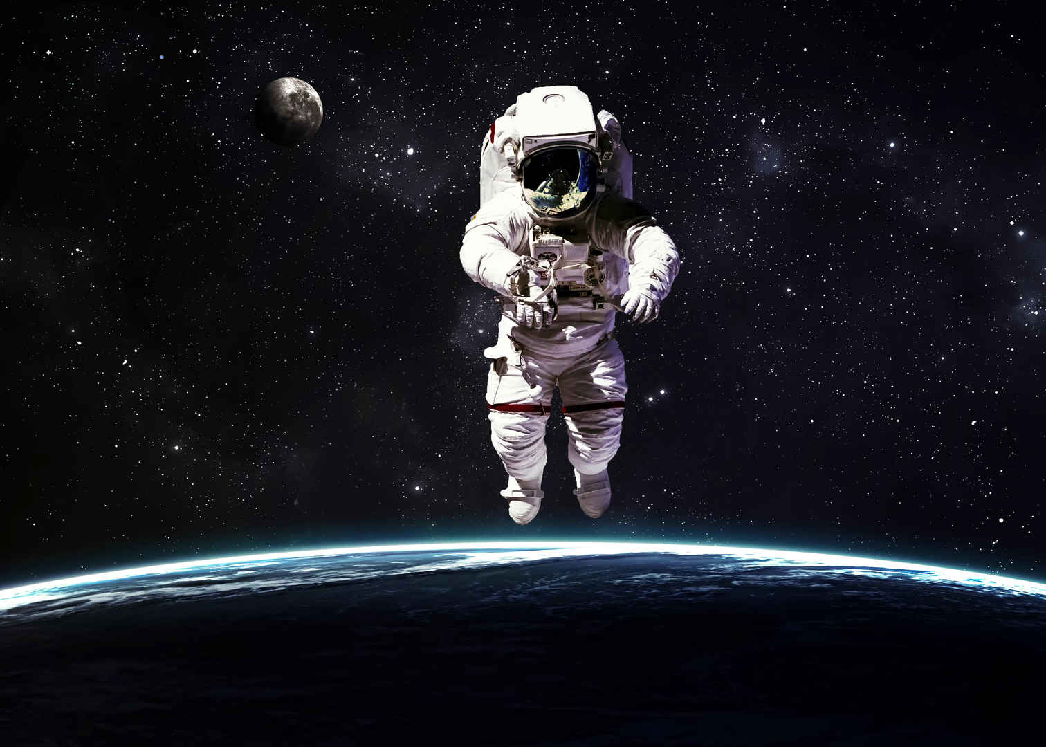 宇航员在地球的背景-
