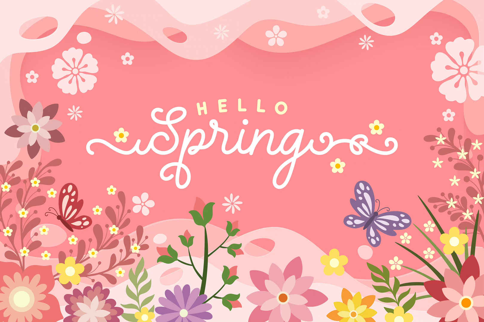 粉色 春天 Spring 花纹壁纸