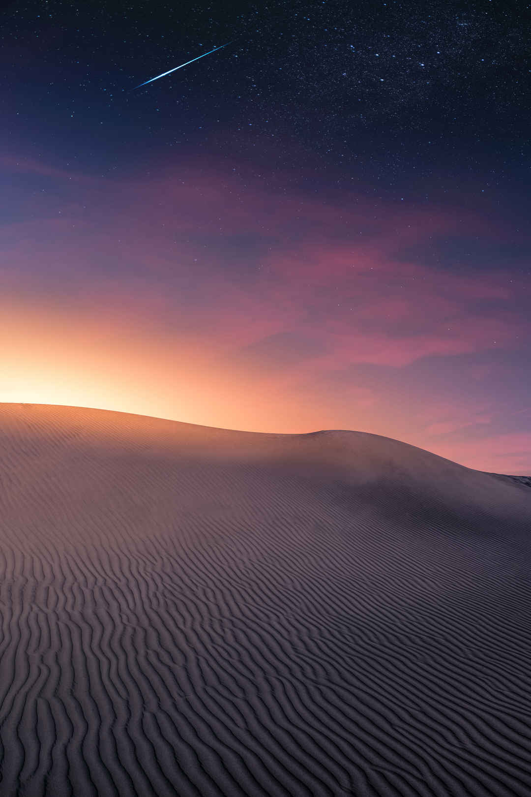 沙漠 星空 流星手机壁纸